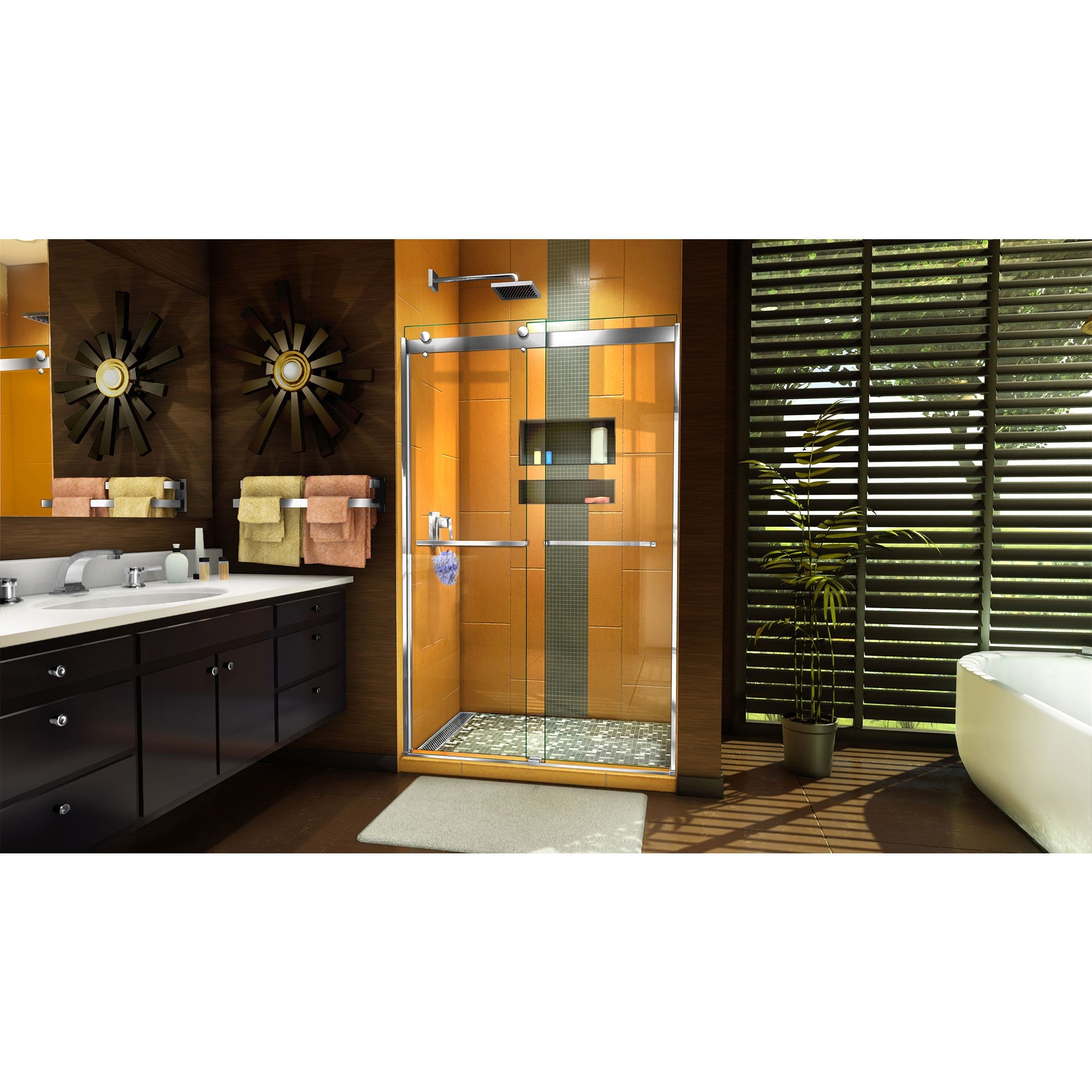 DreamLine, DreamLine SHDR-6348762-01 Sapphire 44-48"W x 76"H Semi-Frameless Bypass Shower Door in Chrome