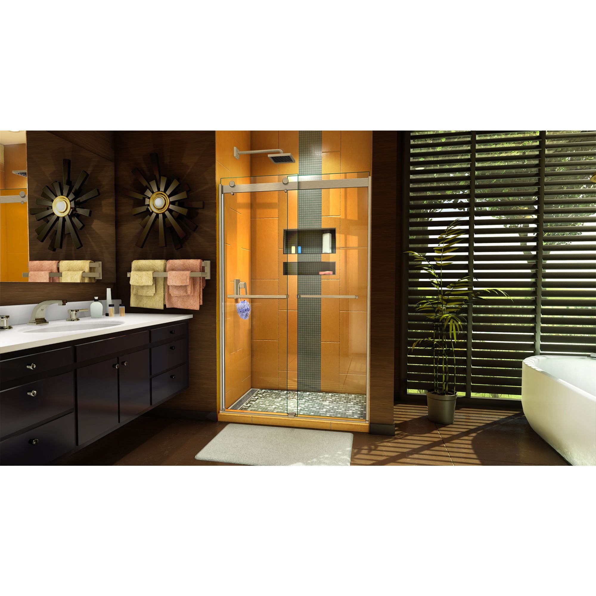 DreamLine, DreamLine SHDR-6348762-04 Sapphire 44-48"W x 76"H Semi-Frameless Bypass Shower Door in Brushed Nickel