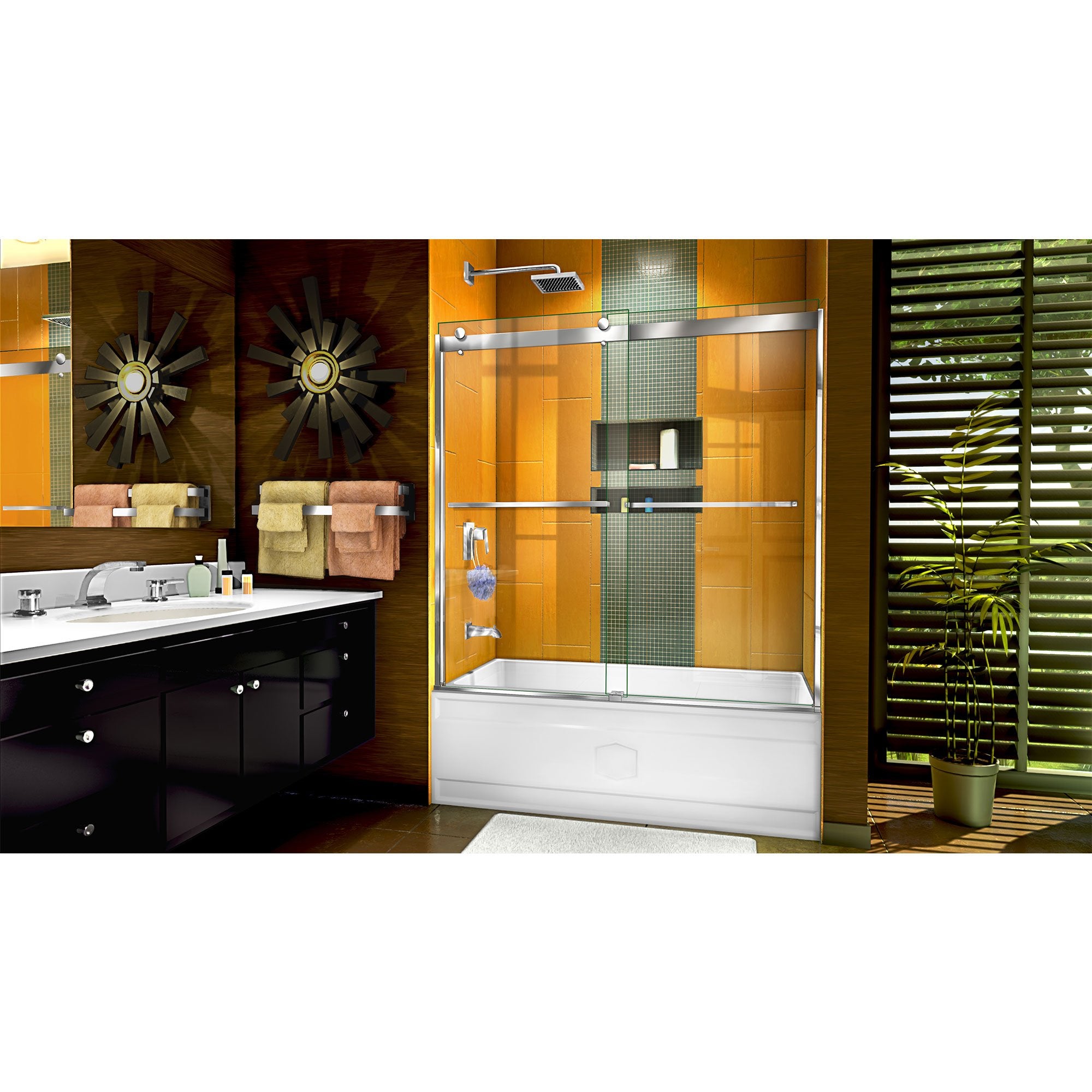 DreamLine, DreamLine SHDR-6360602-01 Sapphire 56-60"W x 60"H Semi-Frameless Bypass Tub Door in Chrome