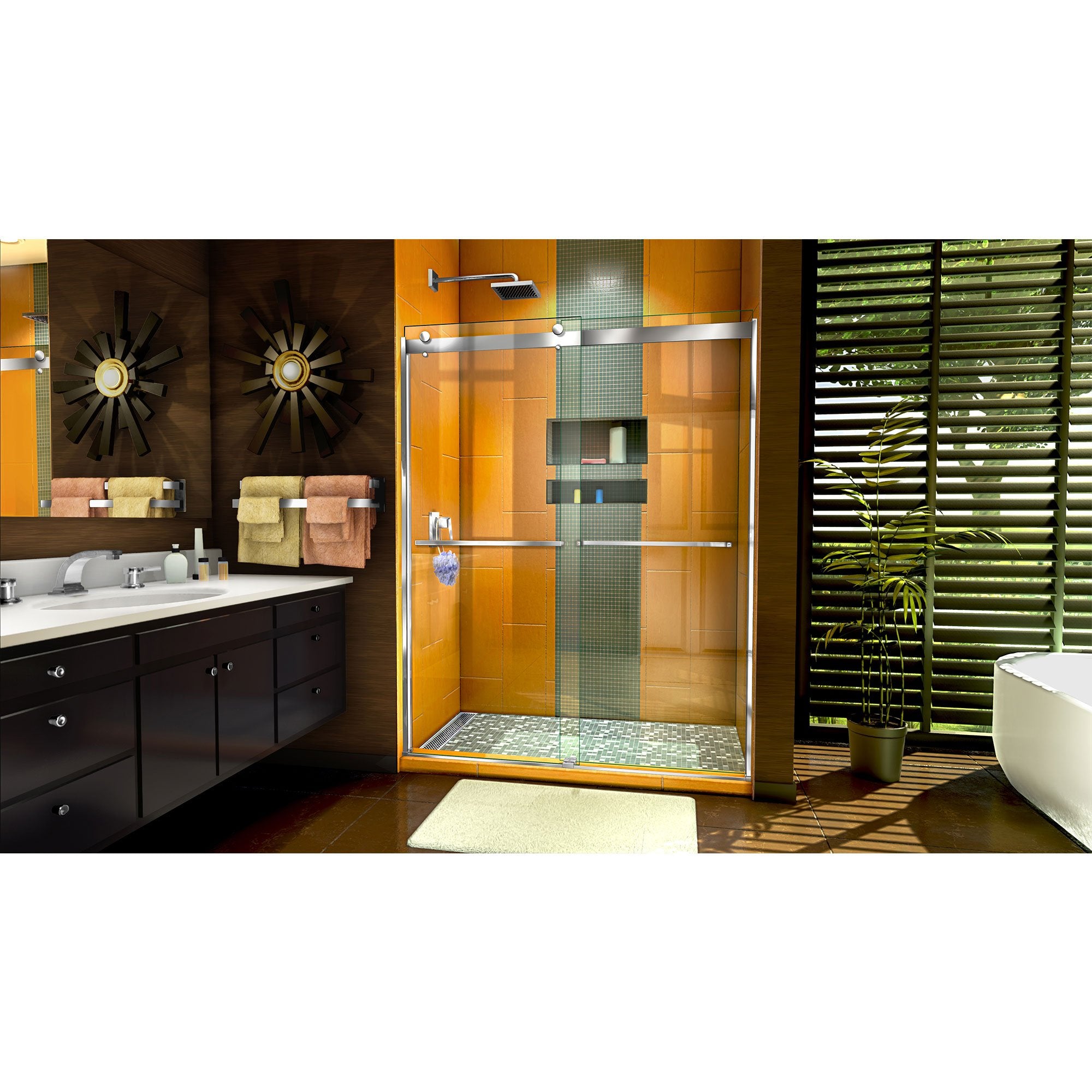 DreamLine, DreamLine SHDR-6360762-01 Sapphire 56-60"W x 76"H Semi-Frameless Bypass Shower Door in Chrome