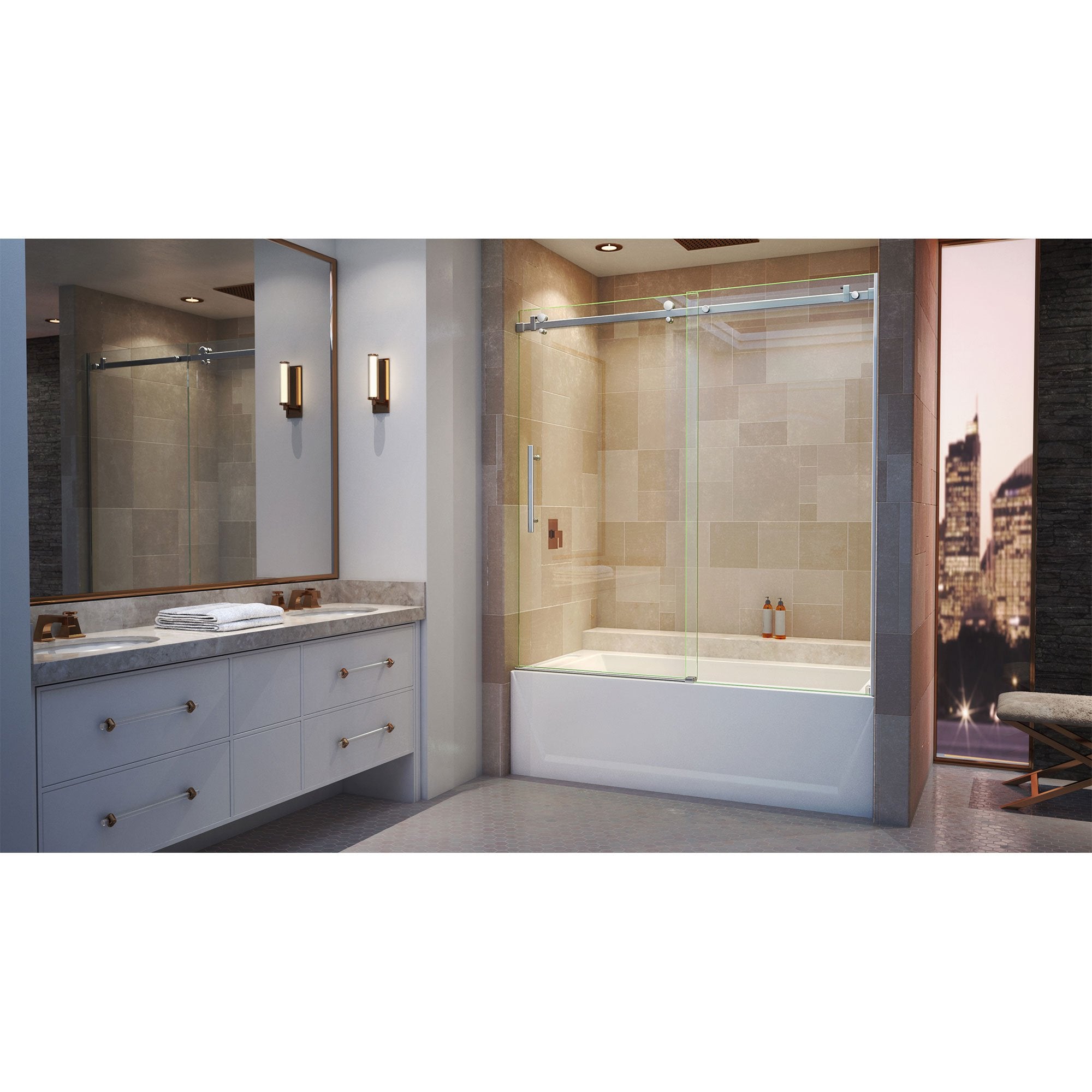 DreamLine, DreamLine SHDR-64606210-07 Enigma Air 56-60"W x 62"H Frameless Sliding Tub Door in Brushed Stainless Steel