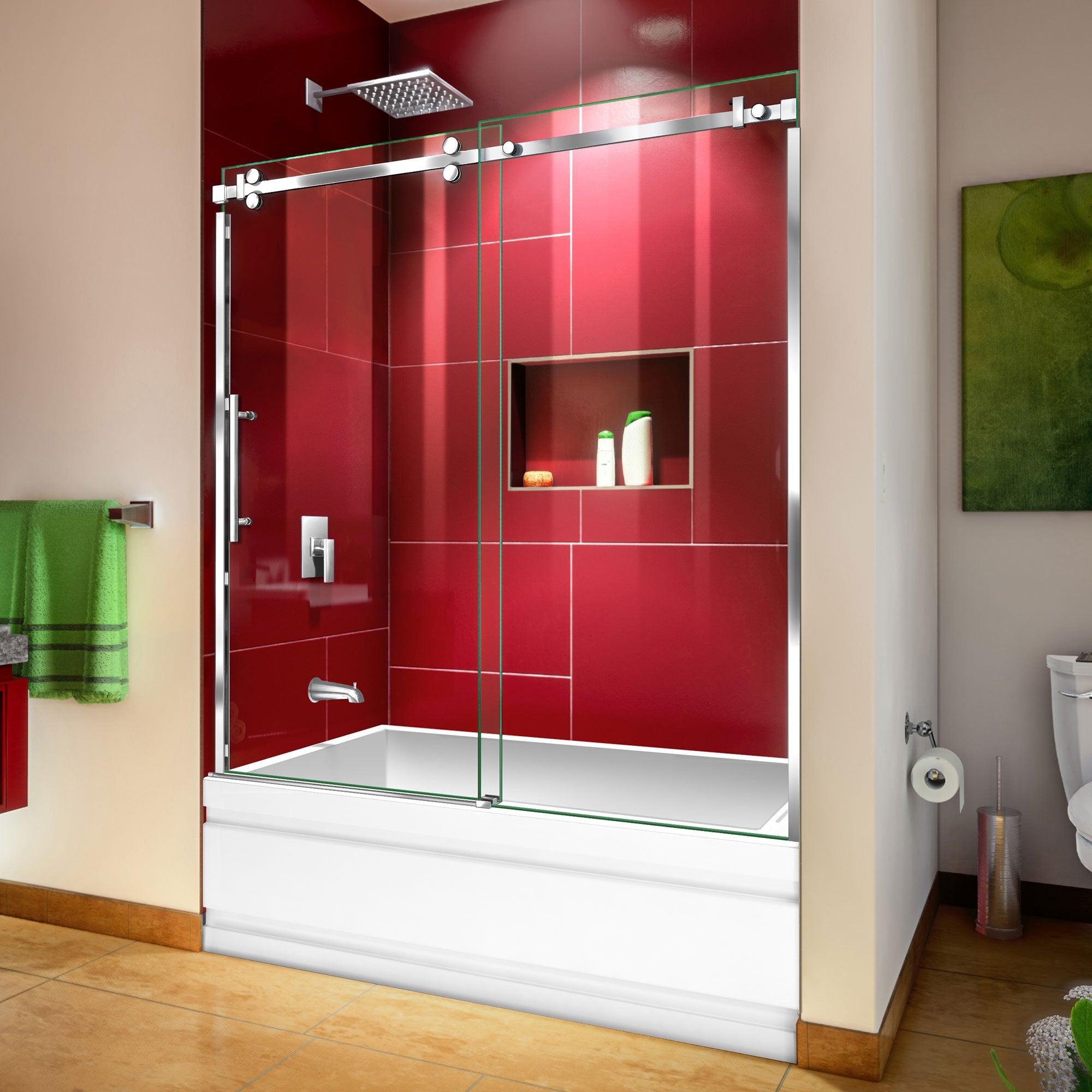 DreamLine • DreamLine SHDR656062008 Enigma Sky 5660"W X 62"H Frameless Sliding Tub Door In