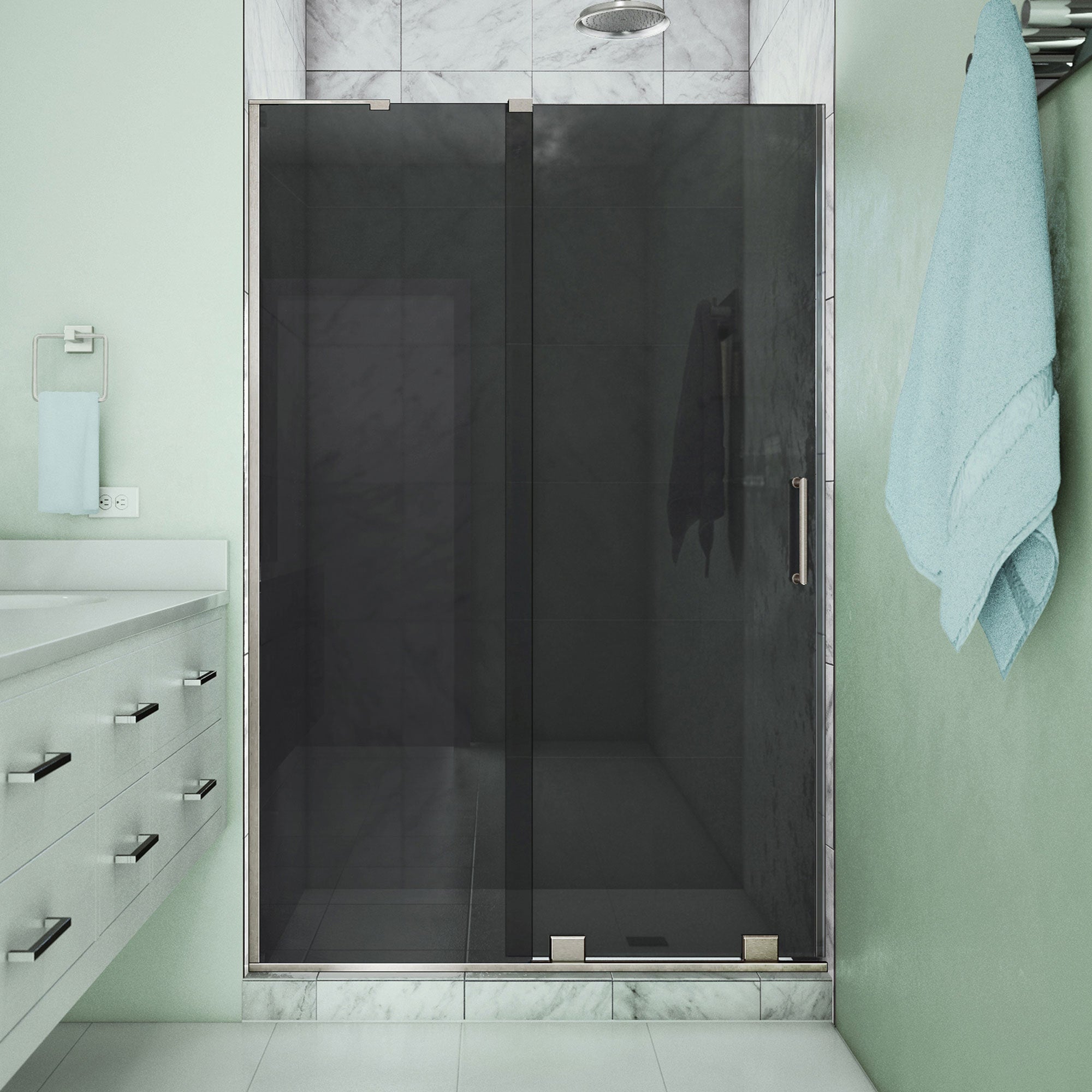 DreamLine, DreamLine SHDR1948723GL04 Mirage-X 44-48 in. W x 72 in. H Frameless Sliding Shower Door in Brushed Nickel