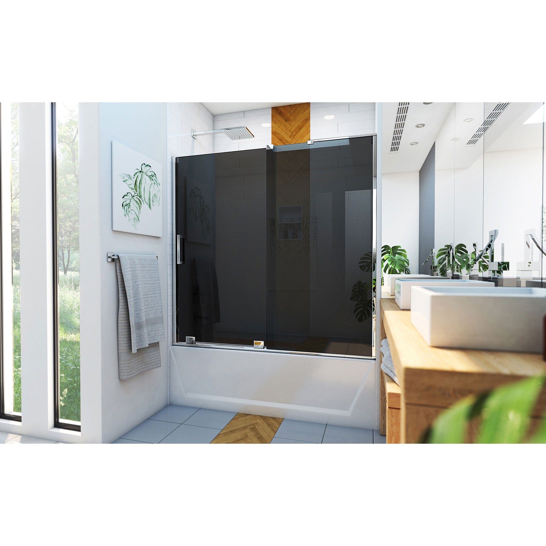 DreamLine, DreamLine SHDR1960584G01 Mirage-Z 56-60" W x 58" H Frameless Sliding Tub Door in Chrome