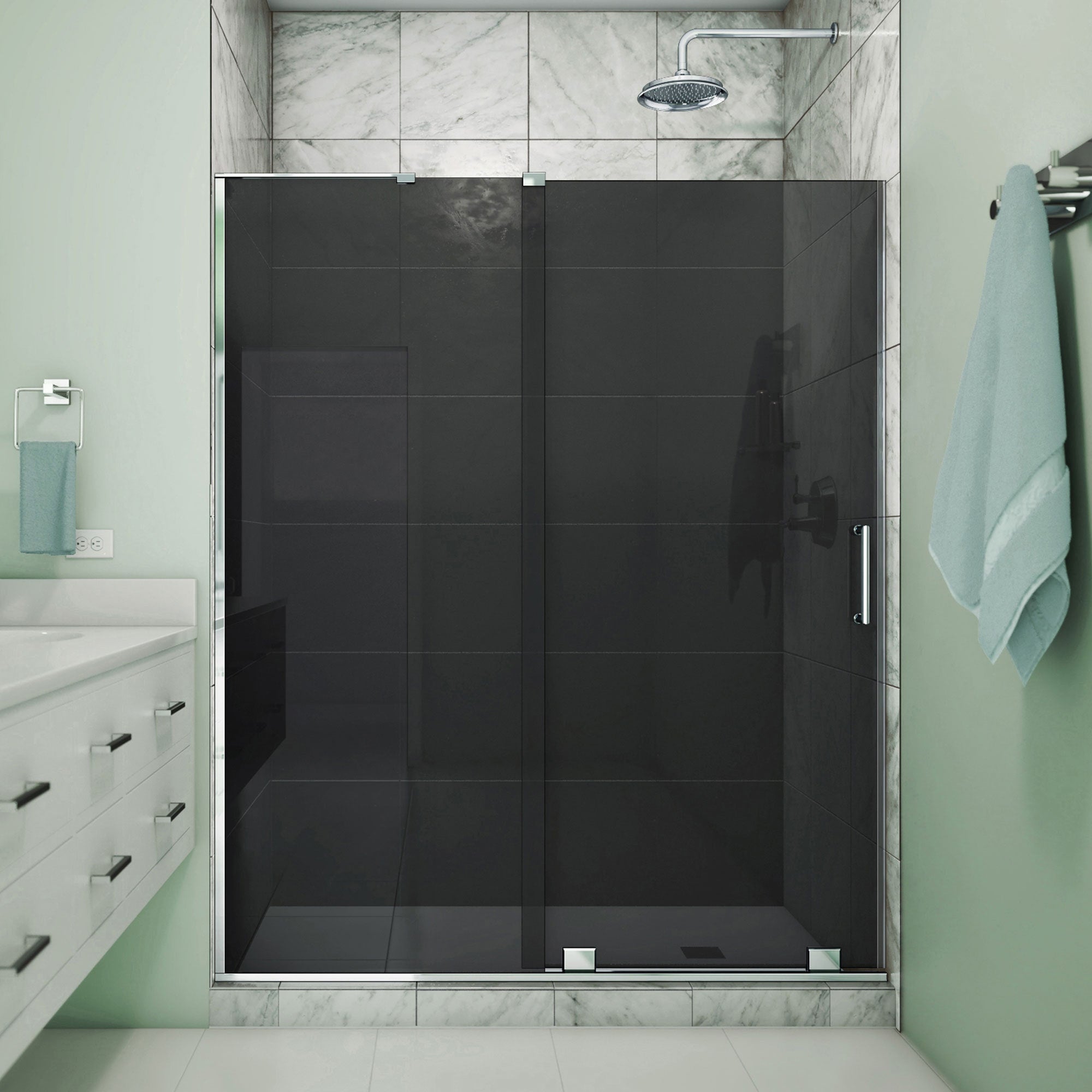 DreamLine, DreamLine SHDR1960723GL01 Mirage-X 56-60 in. W x 72 in. H Frameless Sliding Shower Door in Chrome