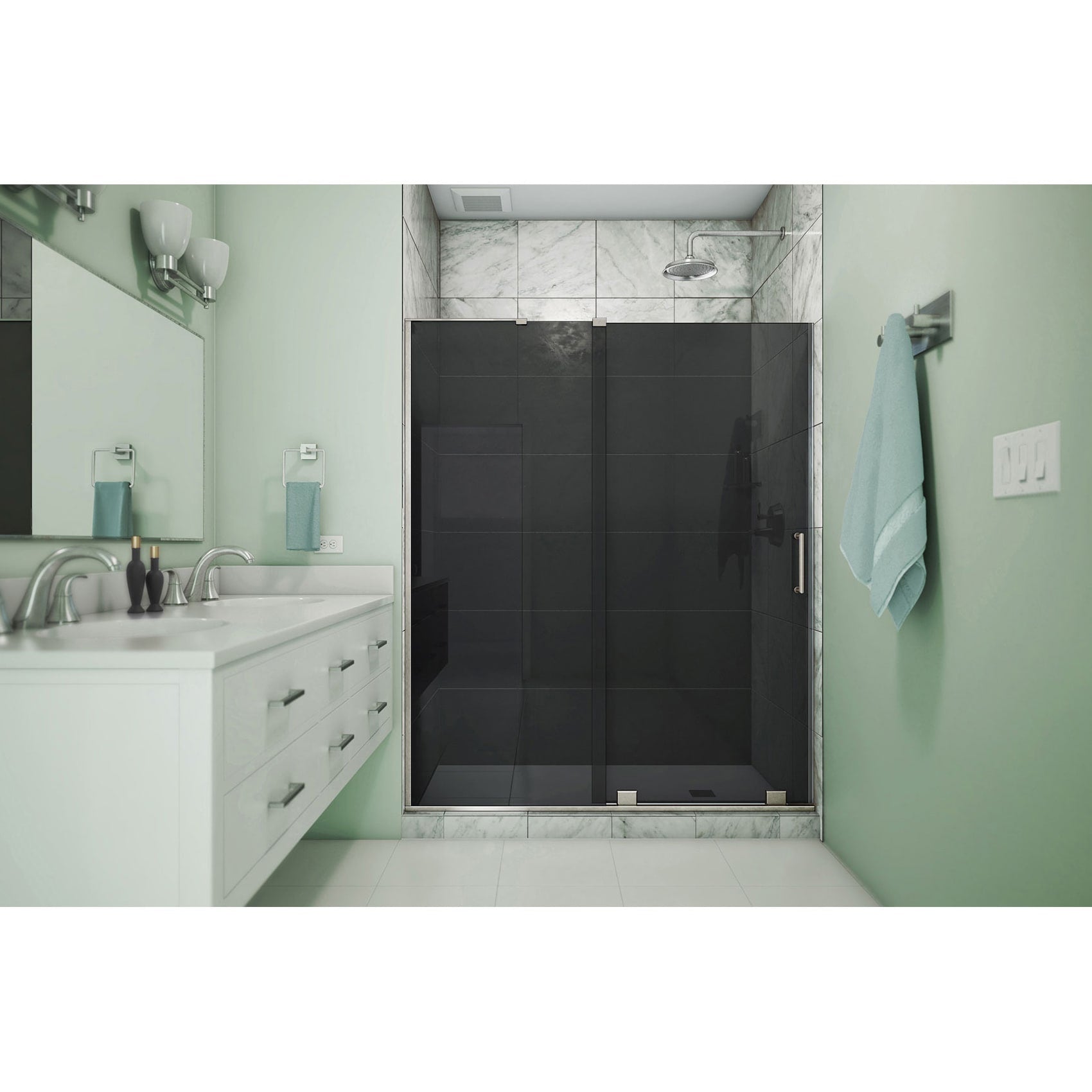 DreamLine, DreamLine SHDR1960723GL04 Mirage-X 56-60 in. W x 72 in. H Frameless Sliding Shower Door in Brushed Nickel