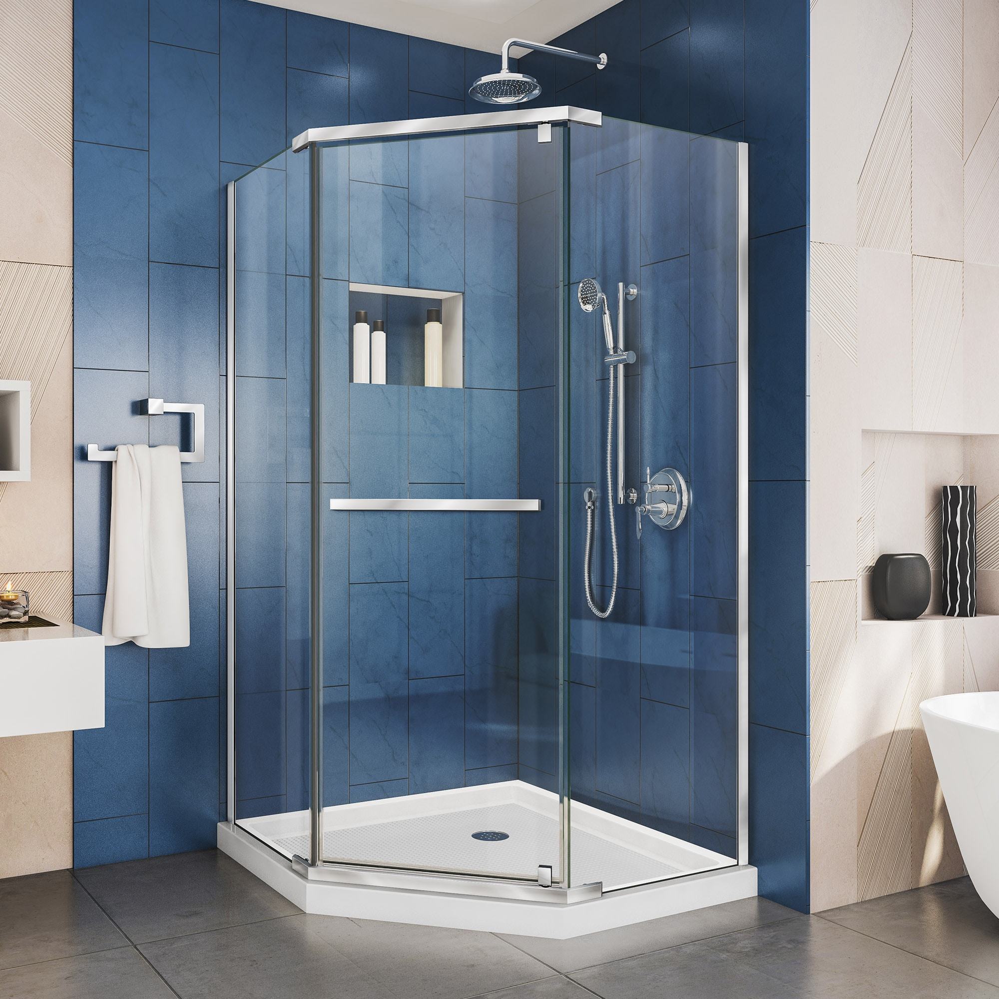 DreamLine, DreamLine SHEN-2134340-01 Prism 34 1/8" x 72" Frameless Neo-Angle Pivot Shower Enclosure in Chrome