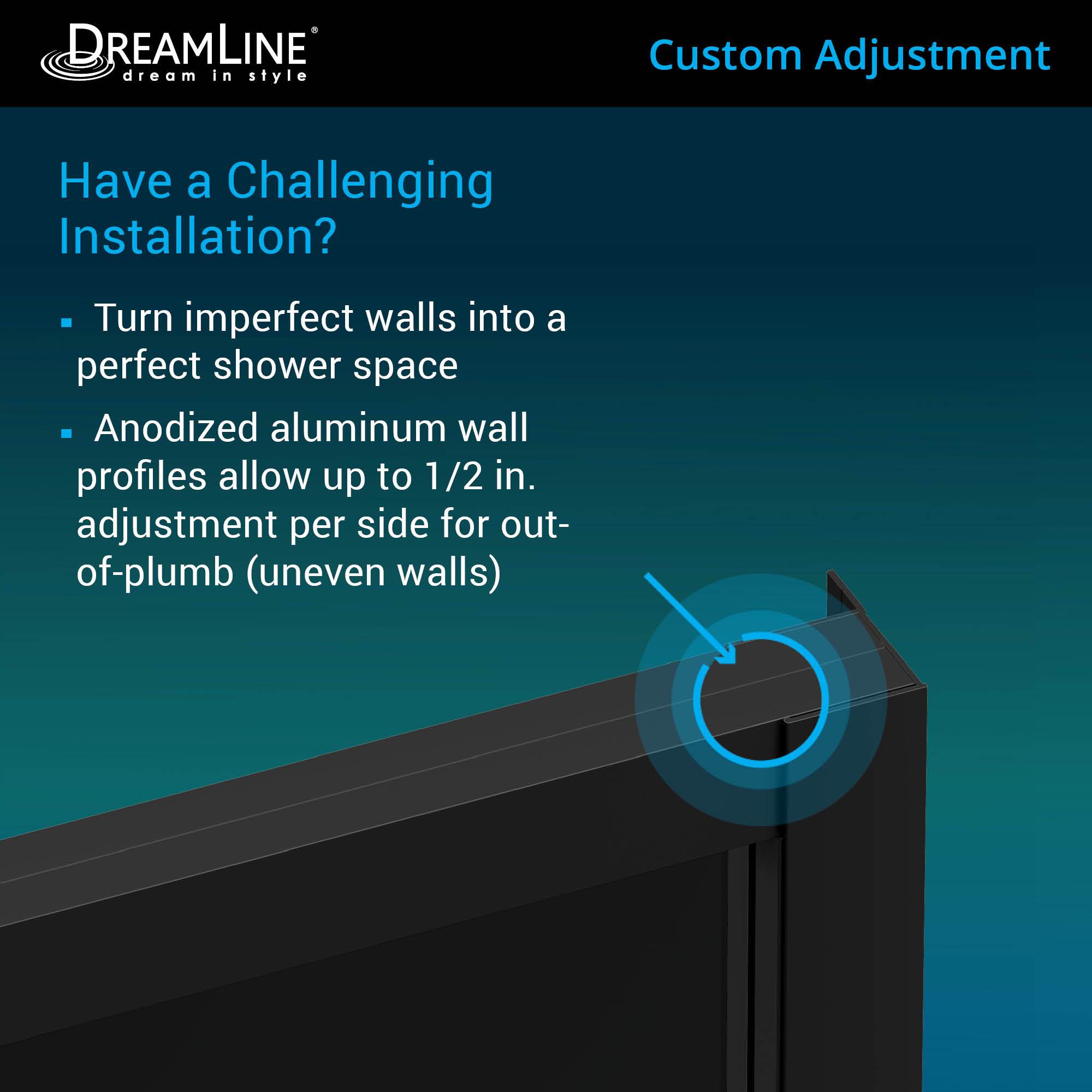 DreamLine, DreamLine SHEN-8134340-89 French Corner 34 1/2"D x 34 1/2"W x 72"H Framed Sliding Shower Enclosure in Satin Black