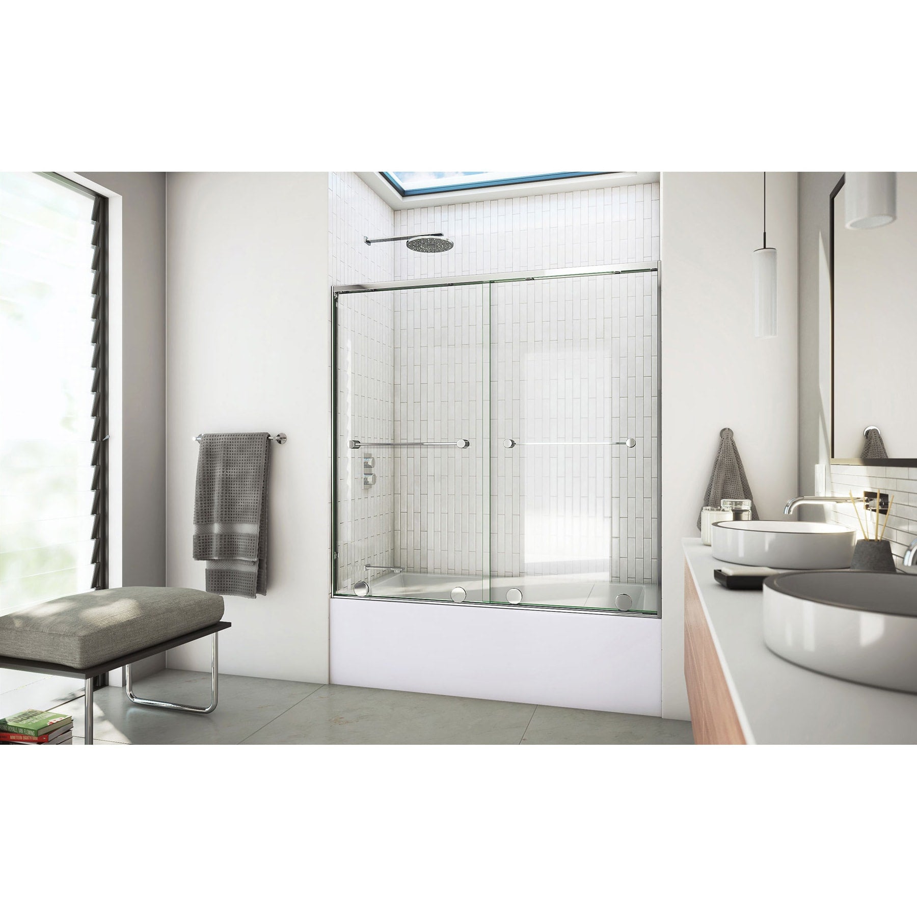 DreamLine, DreamLine TDHA60W580VXX01 Harmony 56-60" W x 58" H Frameless Bypass Tub Door in Chrome