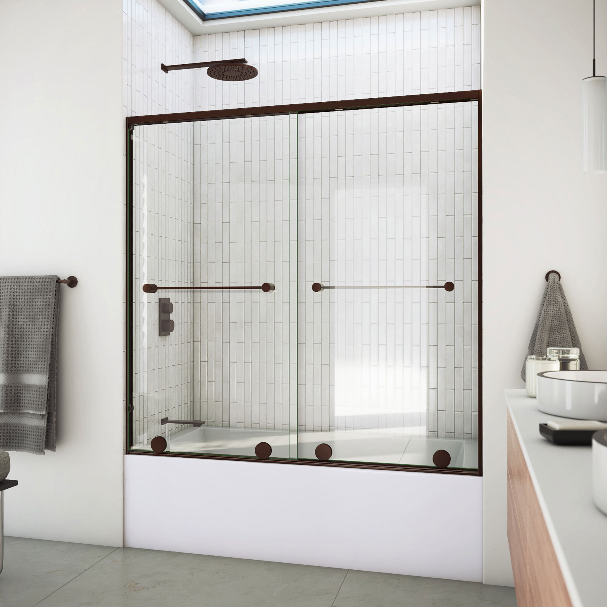 DreamLine, DreamLine TDHA60W580VXX06 Harmony 56-60" W x 58" H Frameless Bypass Tub Door in Oil Rubbed Bronze