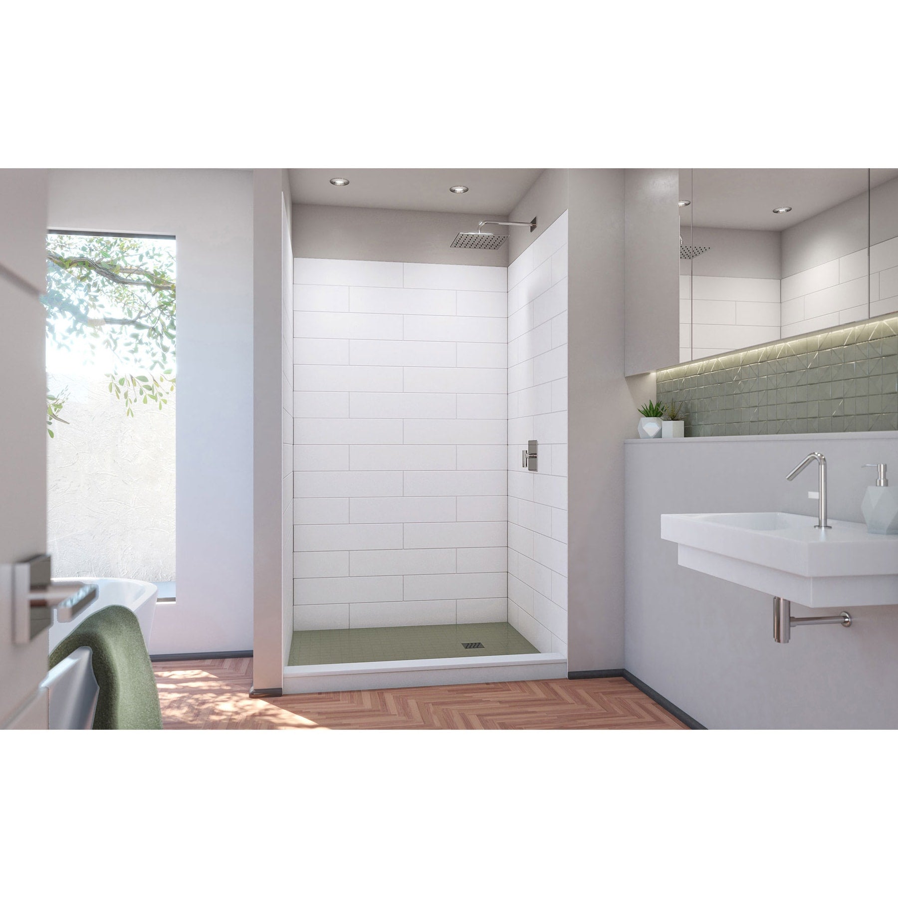 DreamLine, DreamLine WKDS504284XMS00 DreamStone 42" D x 50" W x 84" H Shower Wall Kit in White Modern Subway Pattern