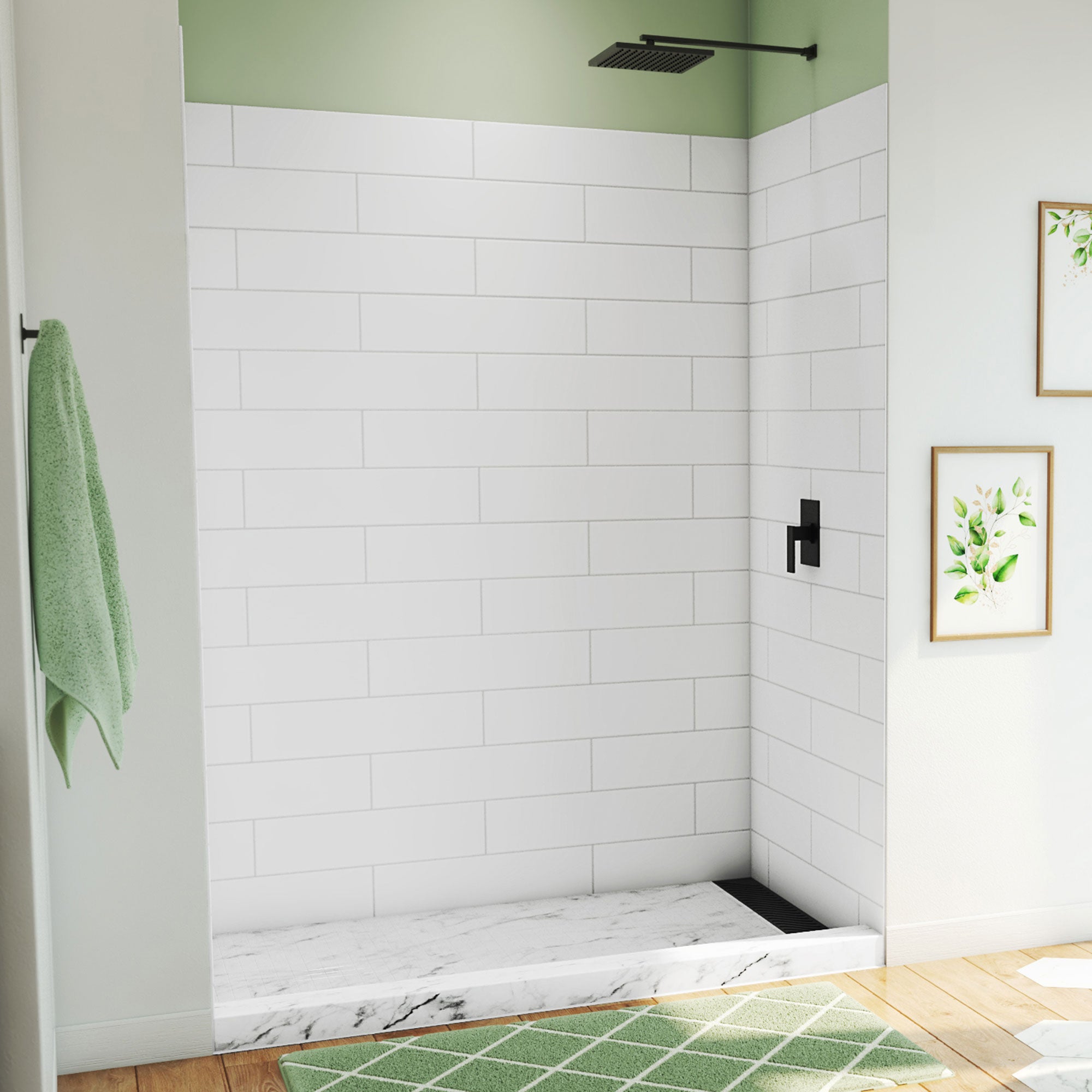 DreamLine, DreamLine WKDS623684XMS00 DreamStone 36" D x 62" W x 84" H Shower Wall Kit in White Modern Subway Pattern