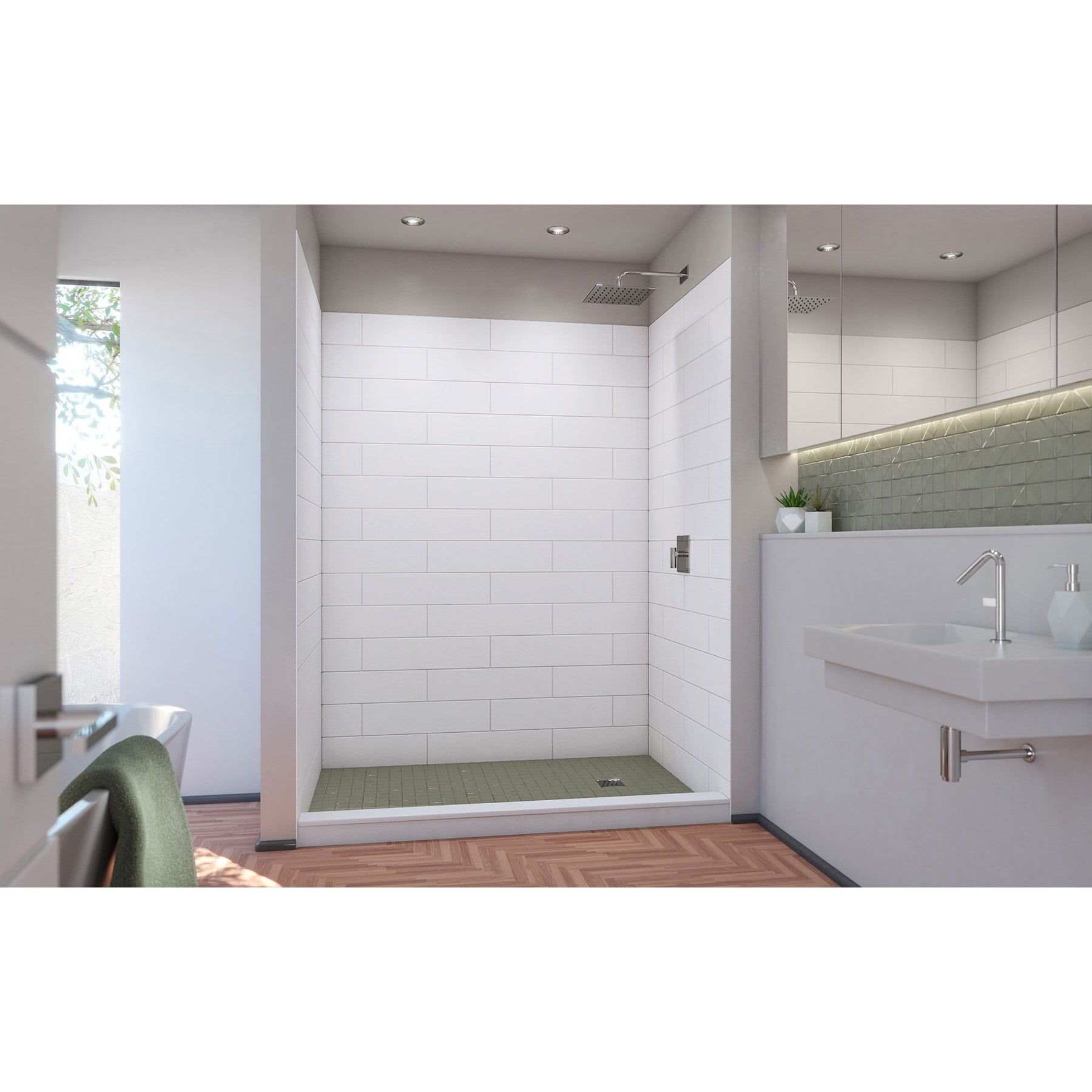 DreamLine, DreamLine WKDS624284XMS00 DreamStone 42" D x 62" W x 84" H Shower Wall Kit in White Modern Subway Pattern