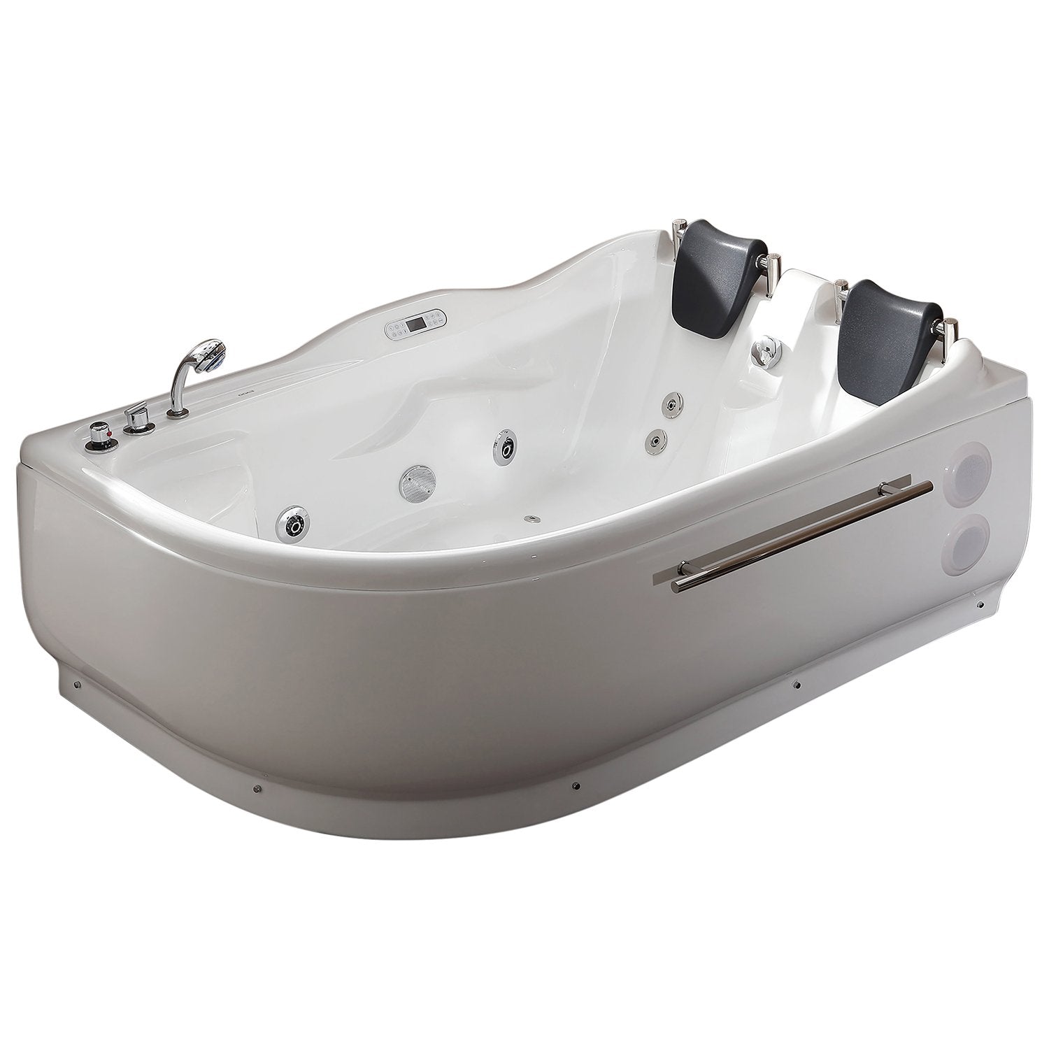 EAGO, EAGO AM124ETL-L 6 ft Left Corner Acrylic White Whirlpool Bathtub for Two