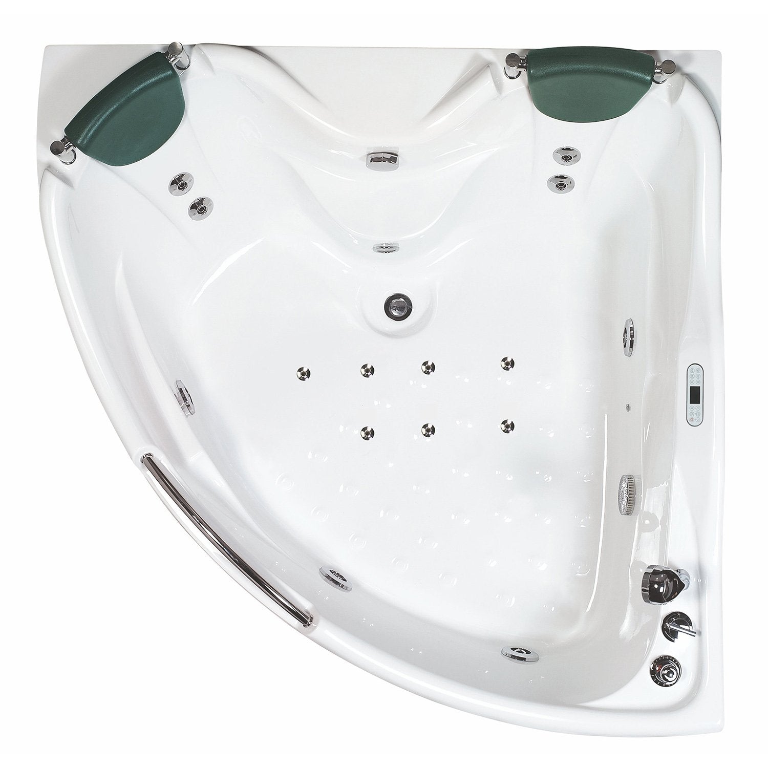 EAGO, EAGO AM125ETL 5 ft Corner Acrylic White Whirlpool Bathtub for Two with Fixtures