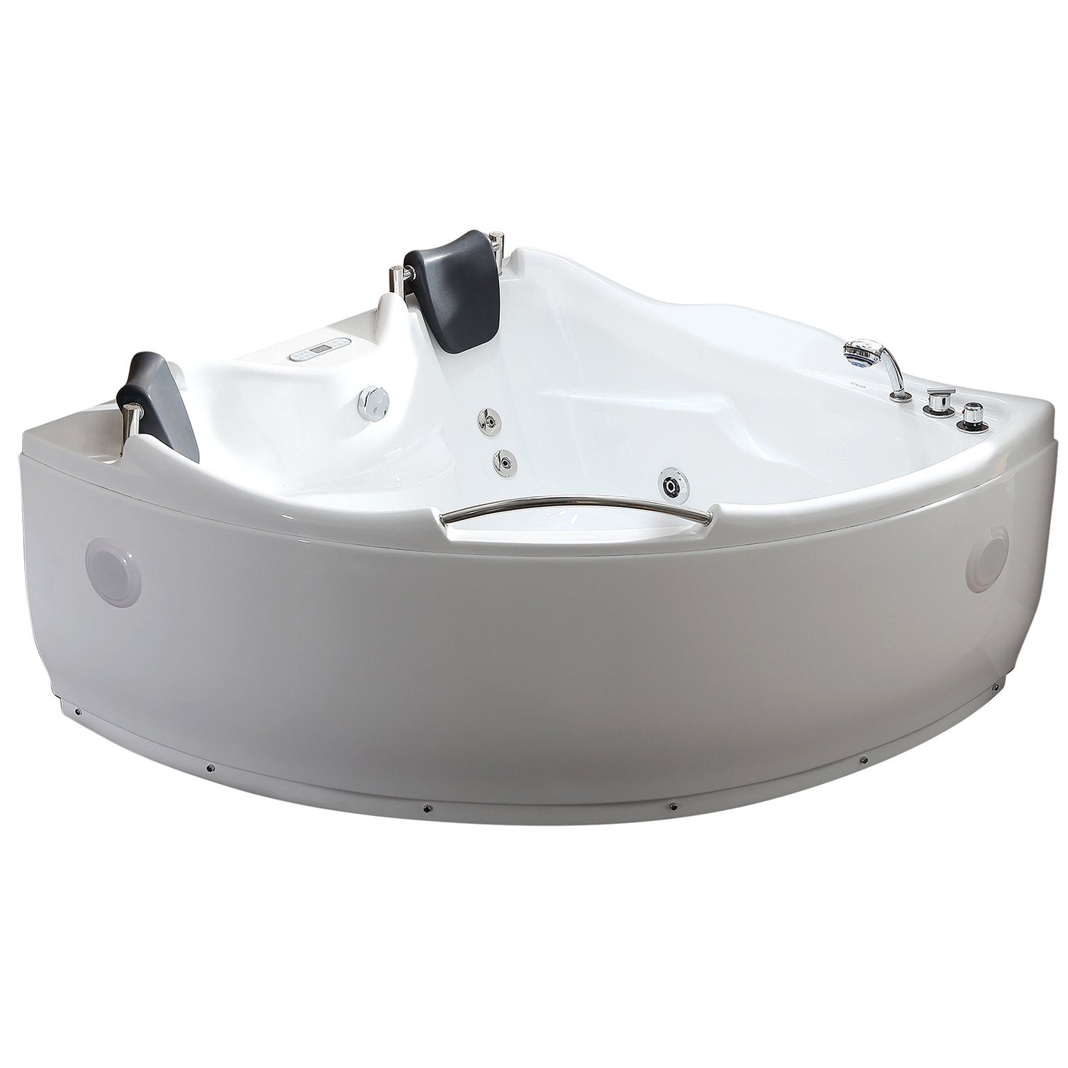 EAGO, EAGO AM125ETL 5 ft Corner Acrylic White Whirlpool Bathtub for Two with Fixtures