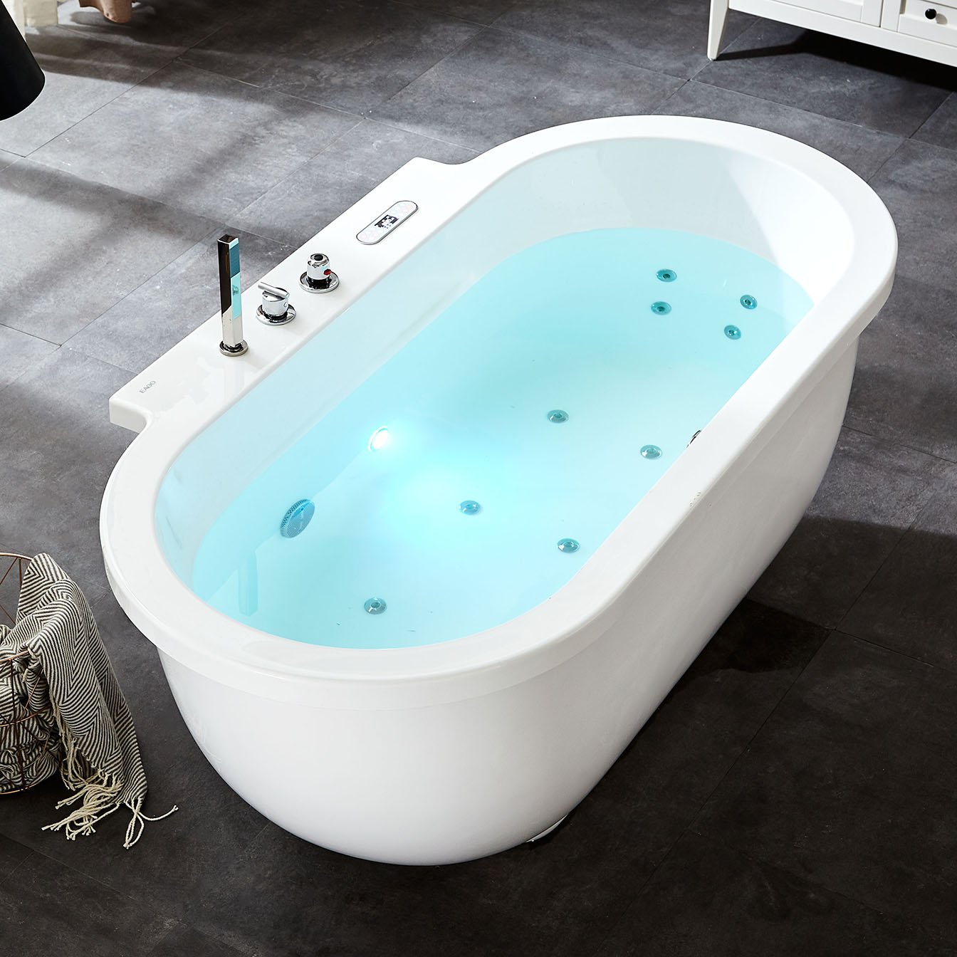 EAGO, EAGO AM128ETL 6 ft Acrylic White Whirlpool Bathtub with Fixtures