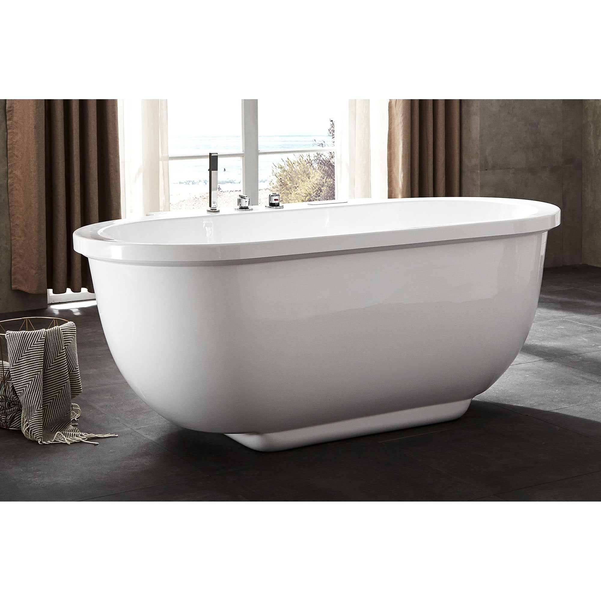 EAGO, EAGO AM128ETL 6 ft Acrylic White Whirlpool Bathtub with Fixtures