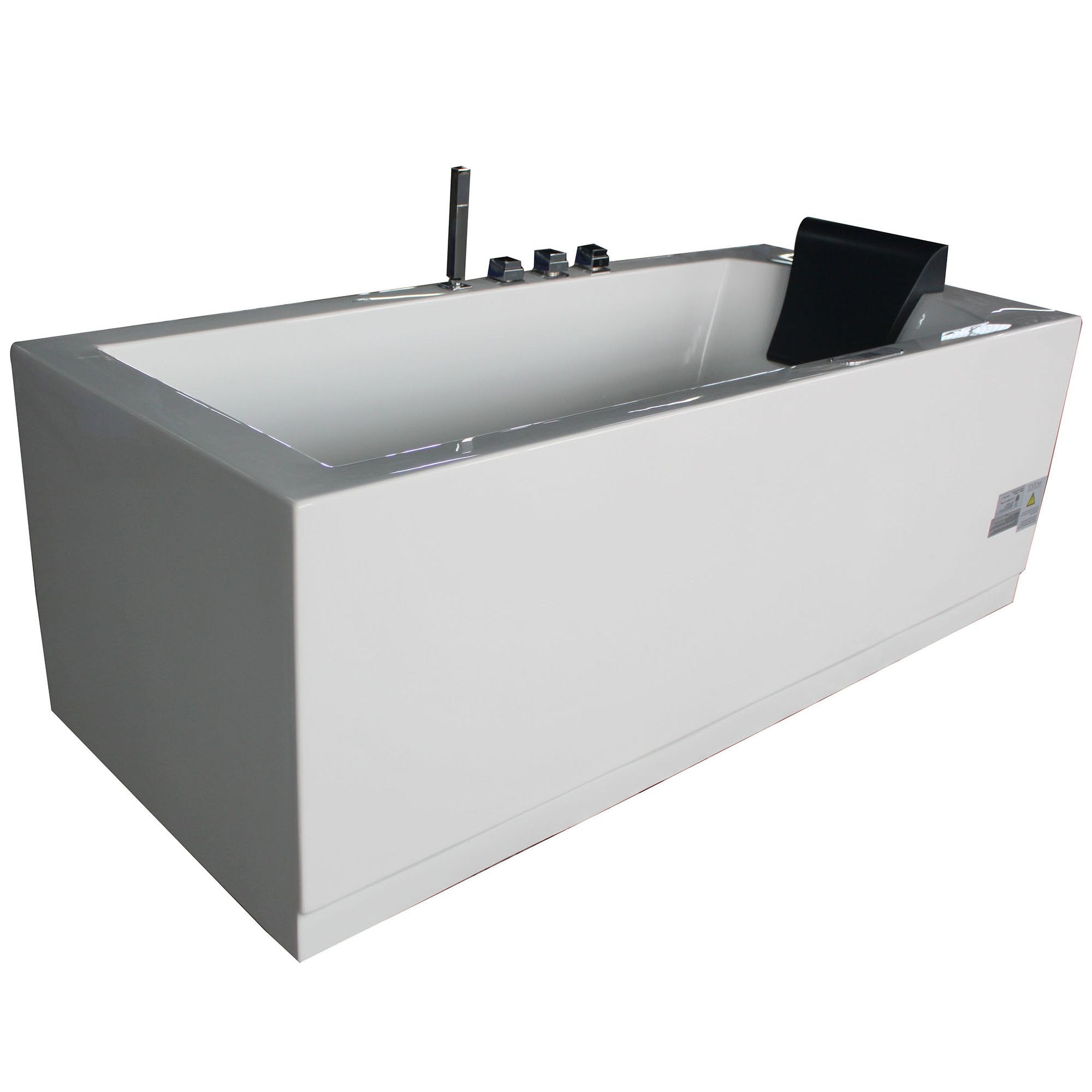 EAGO, EAGO AM154ETL-L5 5 ft Acrylic White Rectangular Whirlpool Bathtub with Fixtures