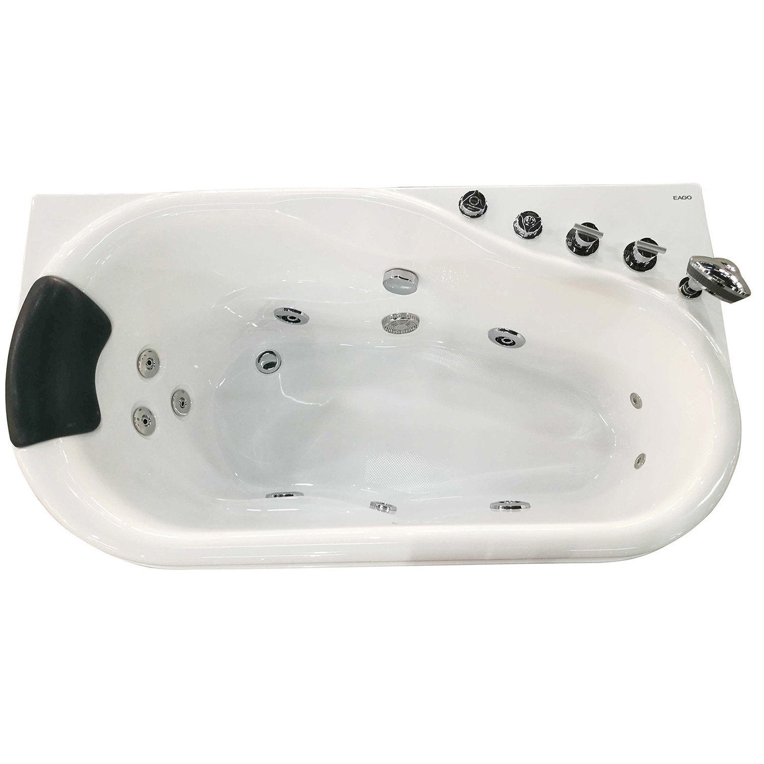 EAGO, EAGO AM175-R 5' White Acrylic Corner Whirlpool Bathtub - Drain on Right