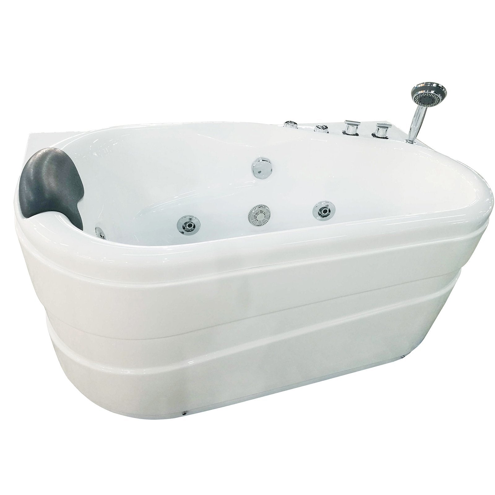 EAGO, EAGO AM175-R 5' White Acrylic Corner Whirlpool Bathtub - Drain on Right