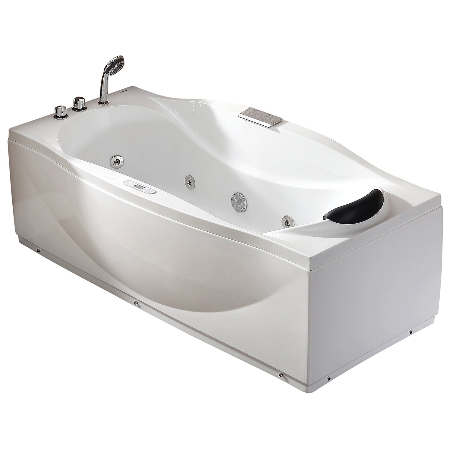 EAGO, EAGO AM189ETL-L 6 ft Left Drain Acrylic White Whirlpool Bathtub with Fixtures