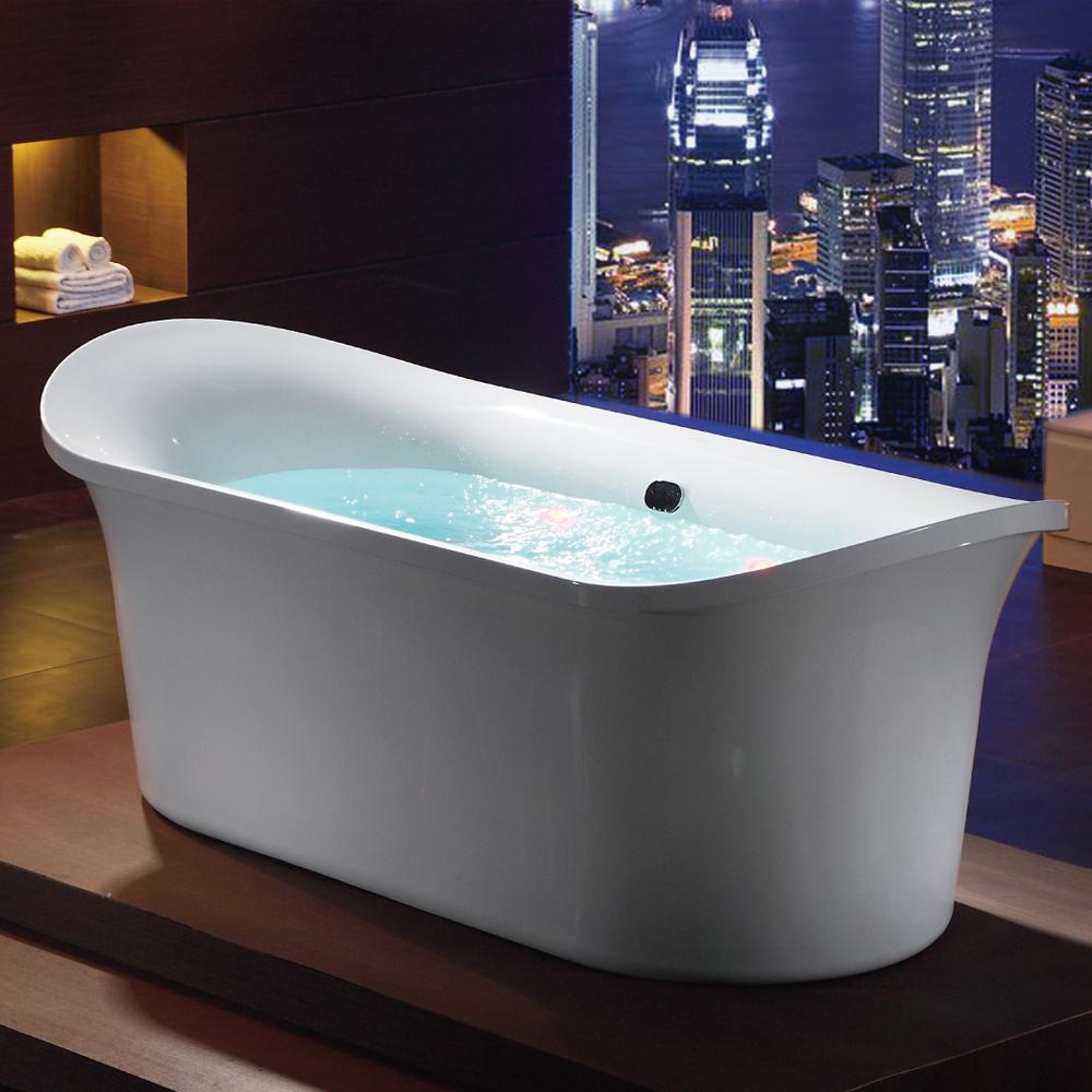 EAGO, EAGO AM1900 74" White Free Standing Air Bubble Bathtub