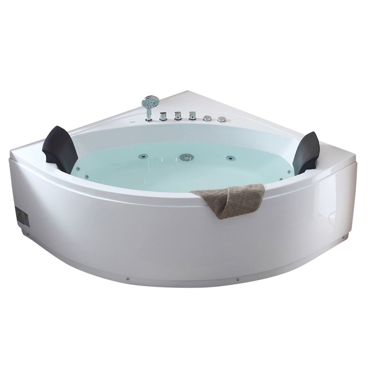 EAGO, EAGO AM200 5' Modern Double Seat Corner Whirlpool Bath Tub with Fixtures