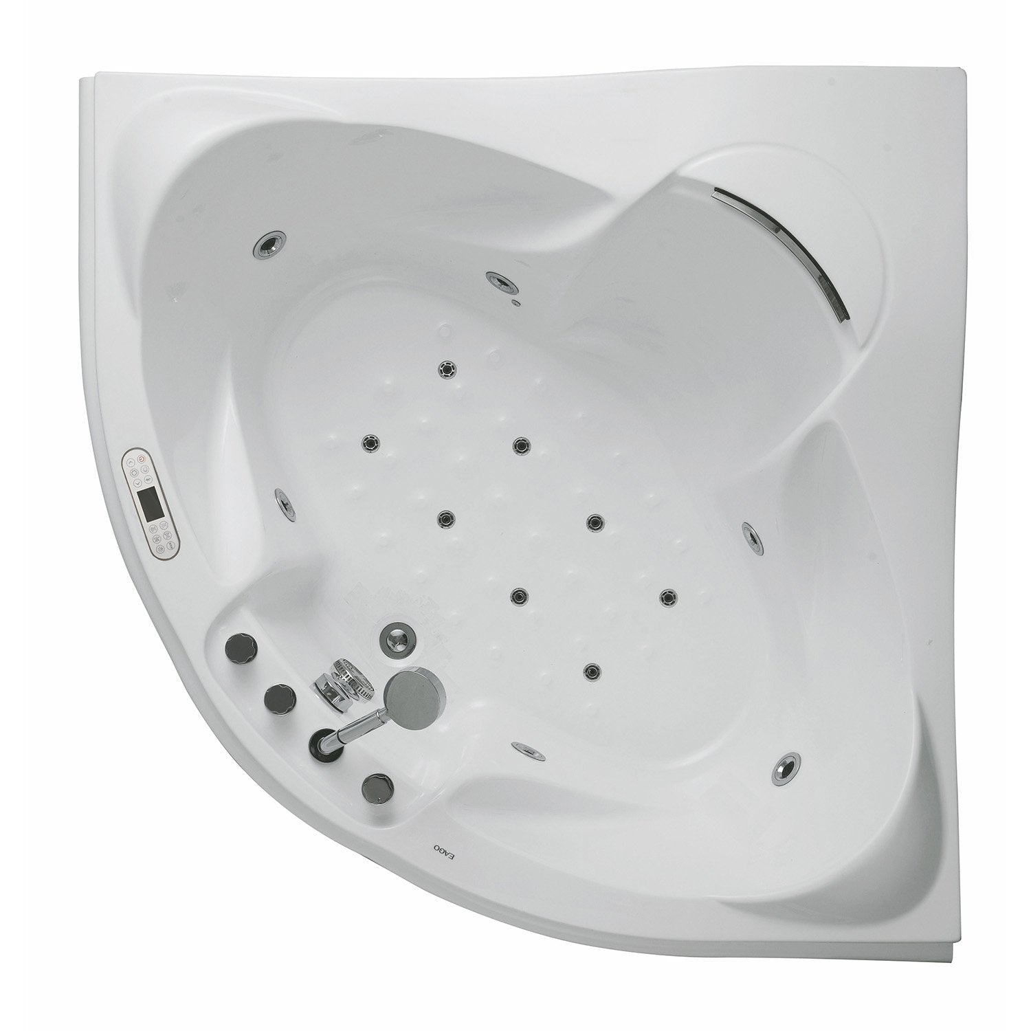 EAGO, EAGO AM208ETL 5 ft Corner Acrylic White Waterfall Whirlpool Bathtub for Two