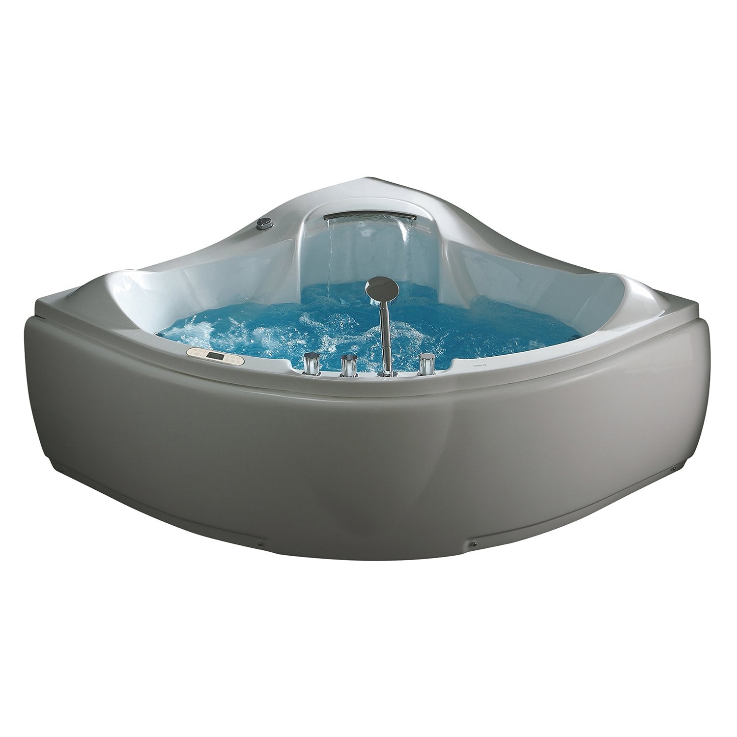 EAGO, EAGO AM208ETL 5 ft Corner Acrylic White Waterfall Whirlpool Bathtub for Two