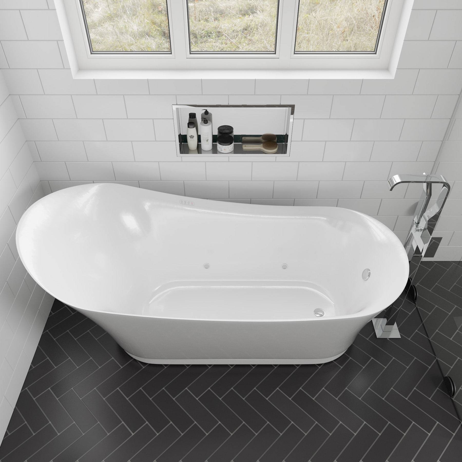 EAGO, EAGO AM2140 6 Foot White Free Standing Air Bubble Bathtub