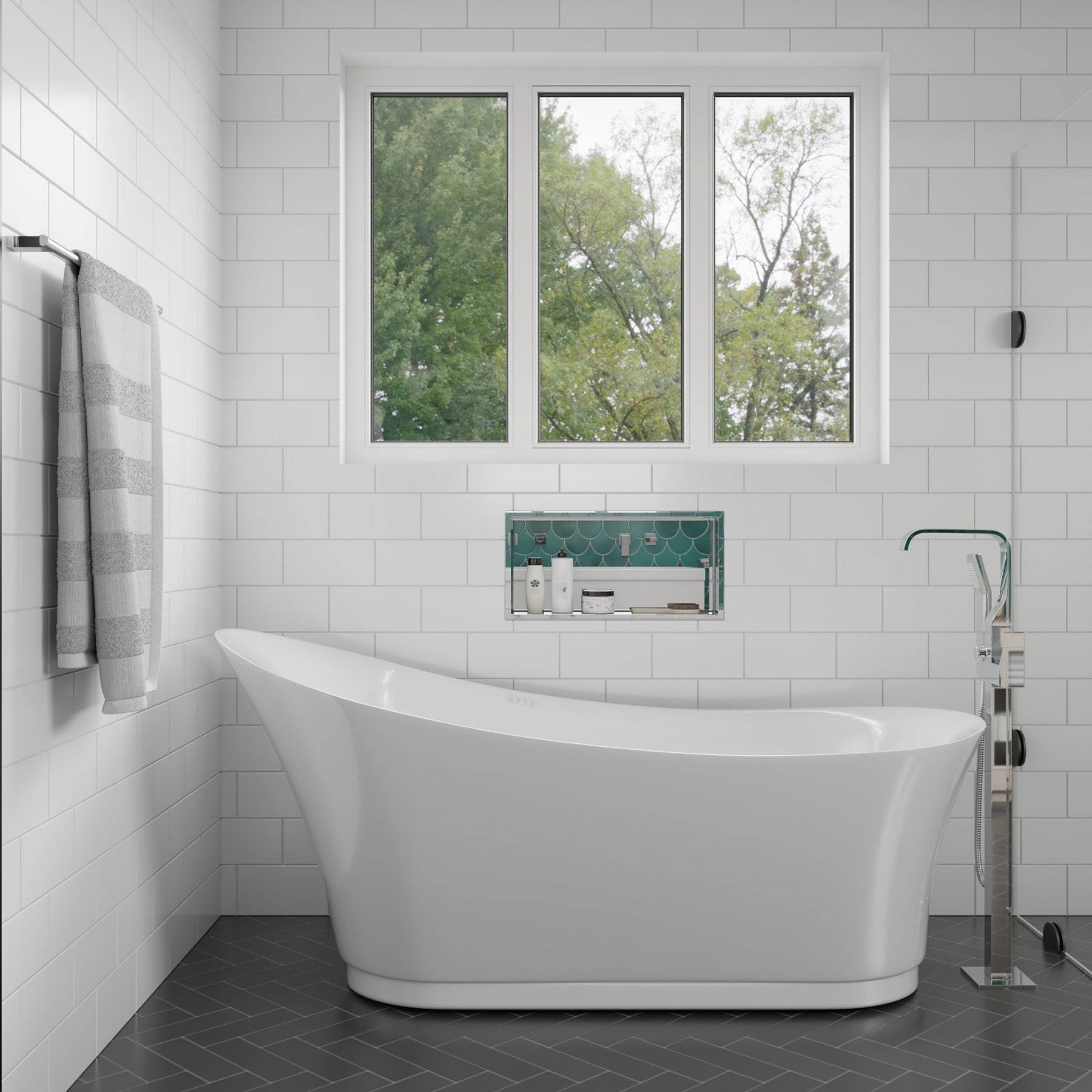 EAGO, EAGO AM2140 6 Foot White Free Standing Air Bubble Bathtub