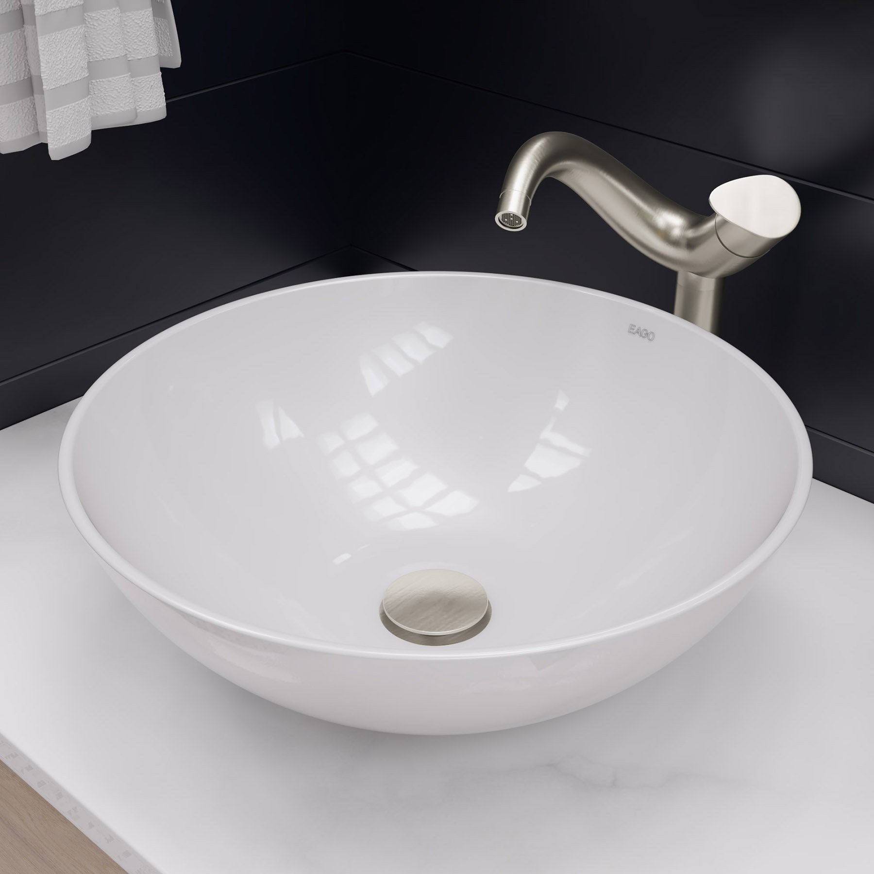 EAGO, EAGO BA351 18" ROUND CERAMIC ABOVE MOUNT BATHROOM BASIN VESSEL Sink