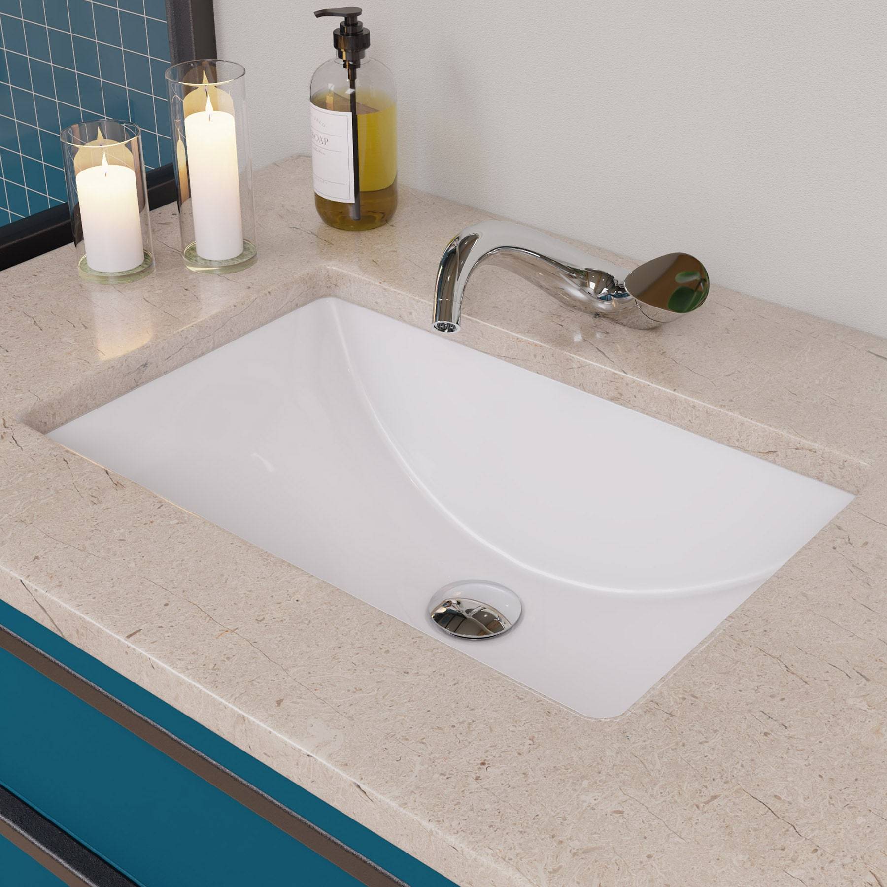 EAGO, EAGO BC227 White Ceramic 22" x 15" Undermount Rectangular Bathroom Sink