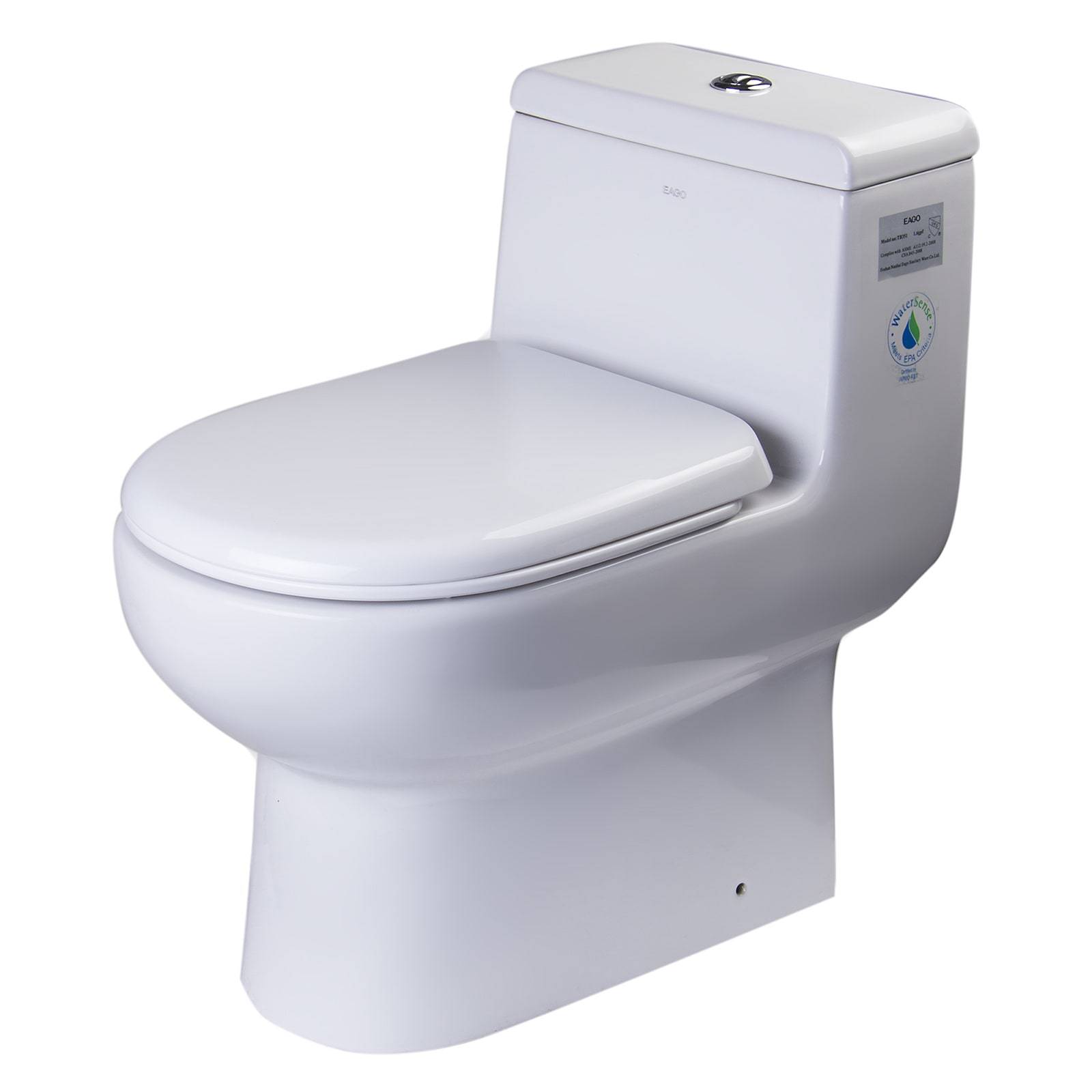 EAGO, Eago TB351 Dual Flush One Piece High Efficiency Low Flush Ceramic Toilet