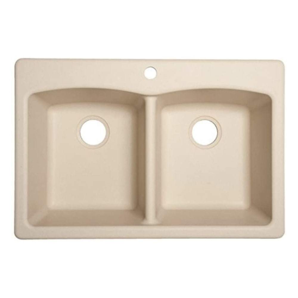 Franke, Franke ELG62D91-LIN Ellipse 33-in x 22-in Linen Double-Basin Composite Drop-in or Undermount 4-Hole Commercial Kitchen Sink