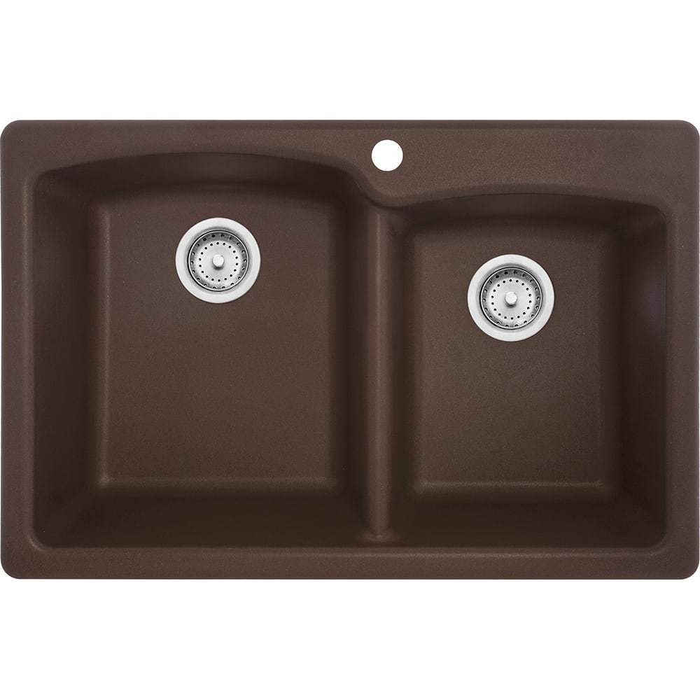 Franke, Franke EODB33229-1 Granite Mocha Offset Double Bowl Sink