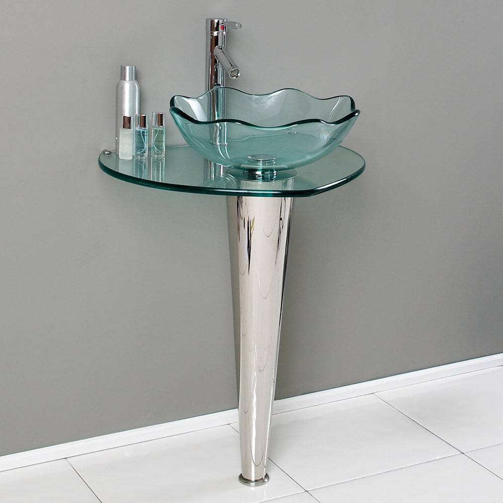 Fresca, Fresca CMB1036-V Netto 24" Modern Glass Bathroom Pedestal Sink