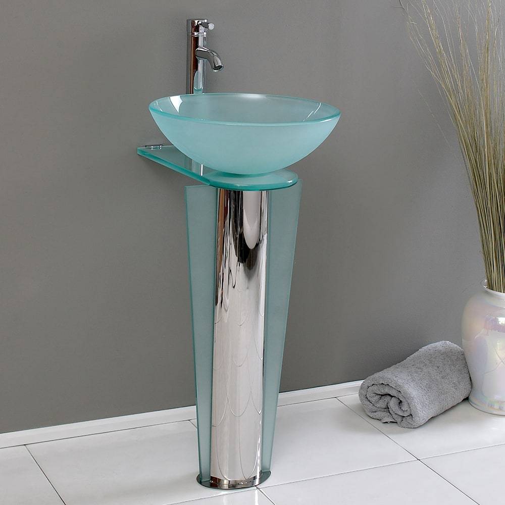 Fresca, Fresca CMB1053-V Vitale 17" Modern Glass Bathroom Pedestal Sink