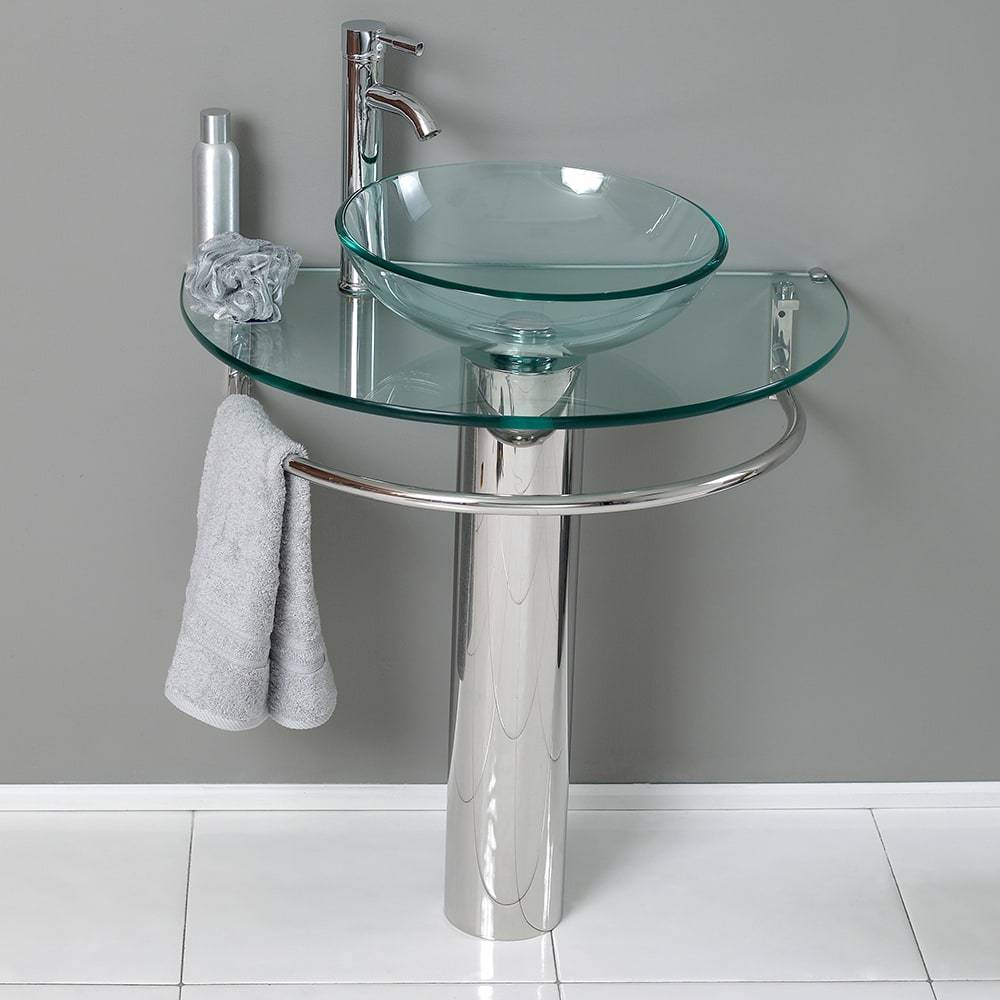 Fresca, Fresca CMB1060-V Attrazione 30" Modern Glass Bathroom Pedestal Sink