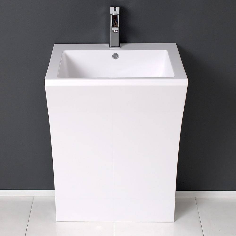 Fresca, Fresca FVN5024WH Quadro 23" White Pedestal Sink with Medicine Cabinet - Modern Bathroom Vanity