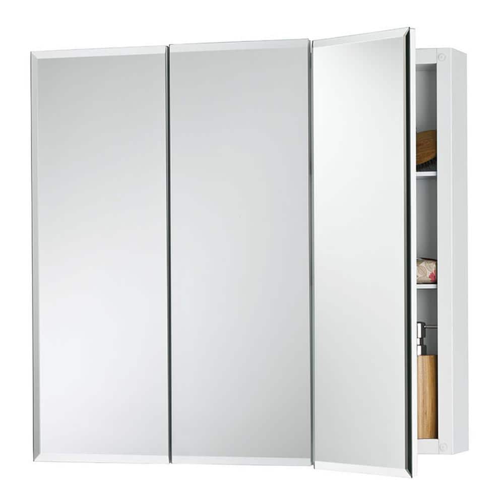 Jensen, Jensen 255224 Horizon 24x24" Frameless 3-Pane Mirror Medicine Cabinet with 2 Shelves