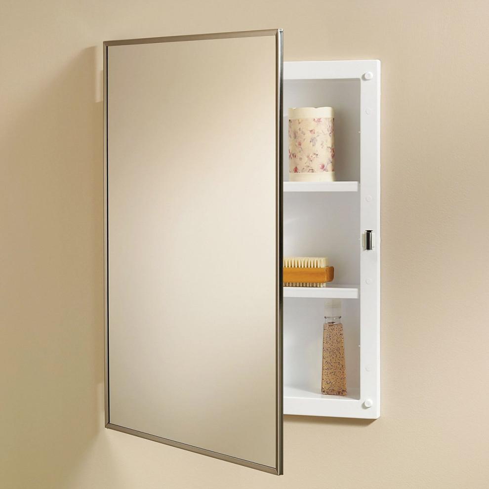 Jensen, Jensen 468BC Styleline Framed Medicine Cabinet with Reversible Mirror Door and 2 Adjustable Shelves