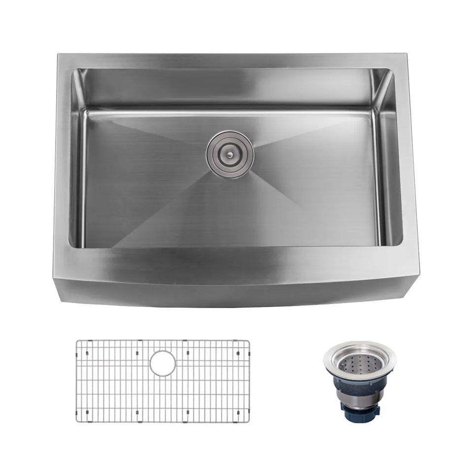 Miseno, Miseno MNO163020F Farmhouse 30" Single Basin Stainless Steel Kitchen Sink