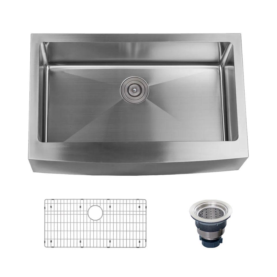 Miseno, Miseno MNO163320F Farmhouse 33" Single Basin Stainless Steel Kitchen Sink