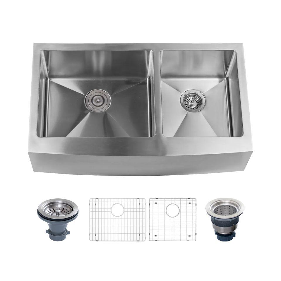 Miseno, Miseno MNO163320F6040 Farmhouse 33" Double Basin Stainless Steel Kitchen Sink