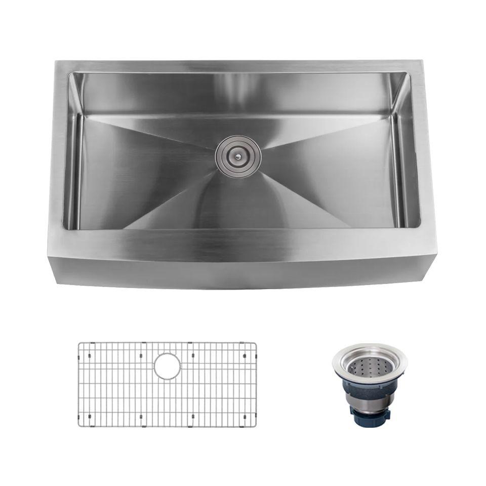 Miseno, Miseno MNO163620F Farmhouse 36" Single Basin Stainless Steel Kitchen Sink