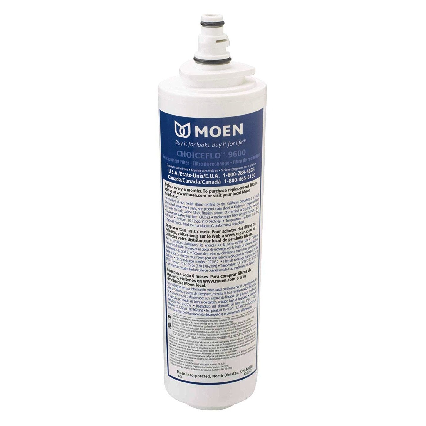 Moen, Moen 9601 ChoiceFlo Replacement Water Filter for Sip Kitchen Faucets