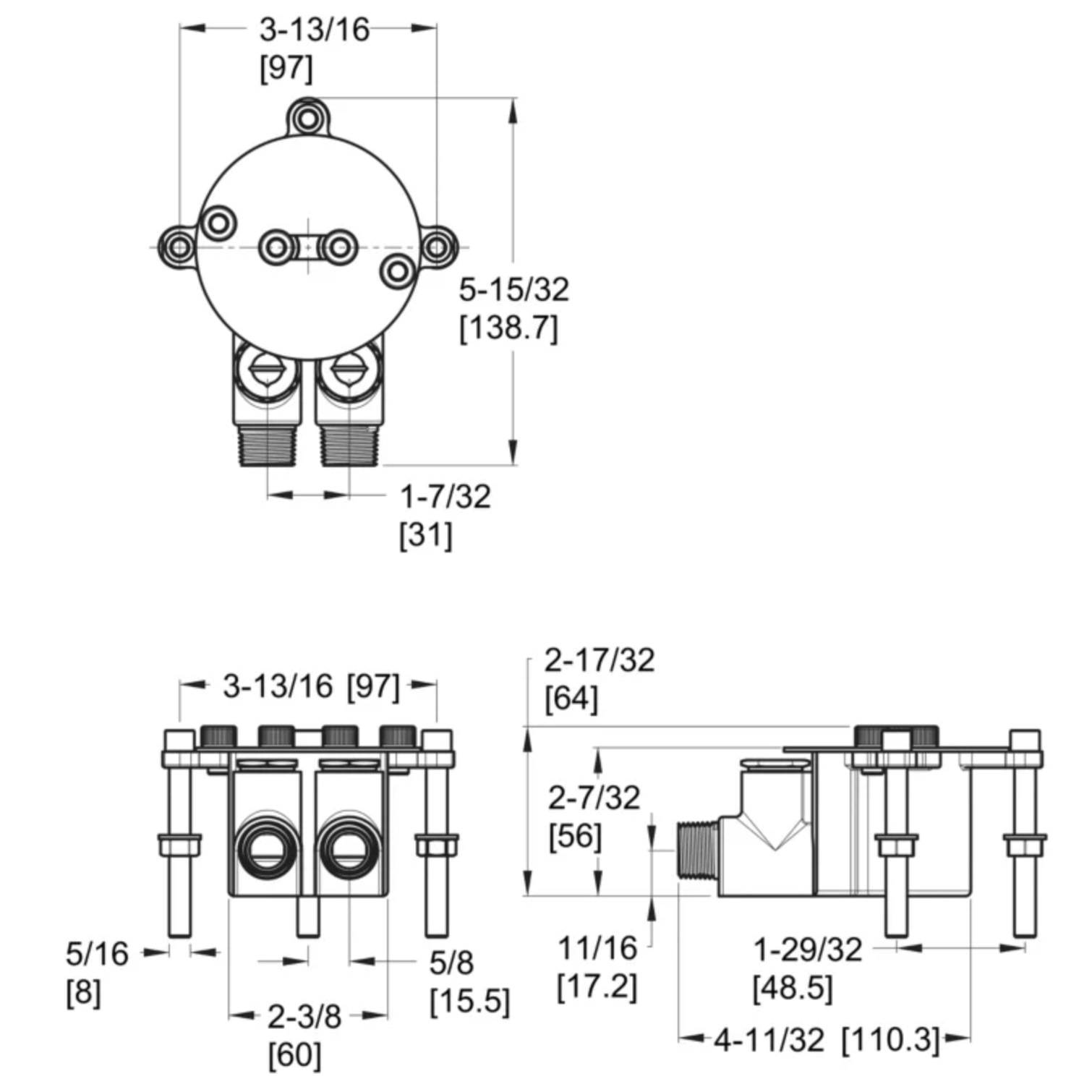 Pfister, Pfister 0X6-270R 1-Hole Freestanding Tub Filler Rough-in Valve