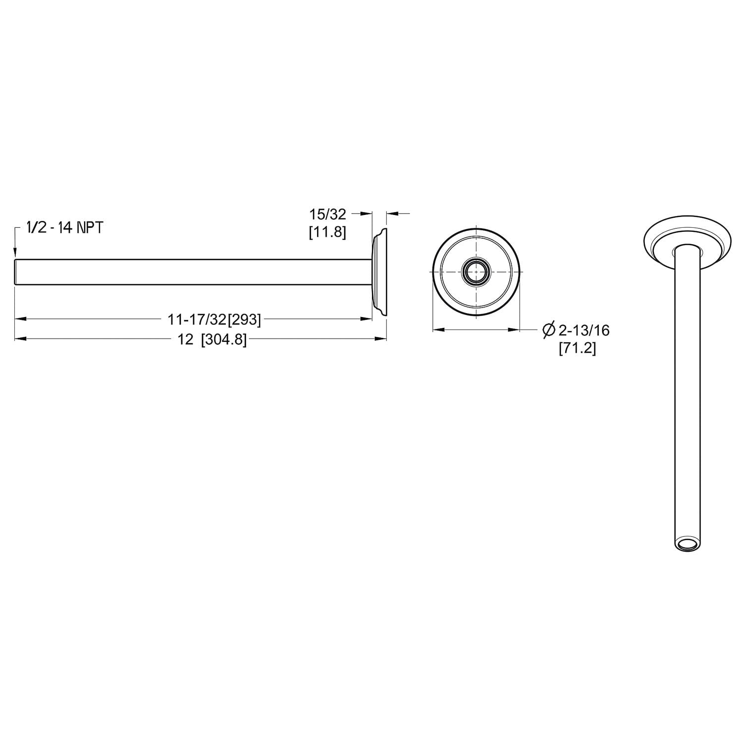 Pfister, Pfister 12" Ceiling Mount Shower Arm and Flange - Brushed Gold